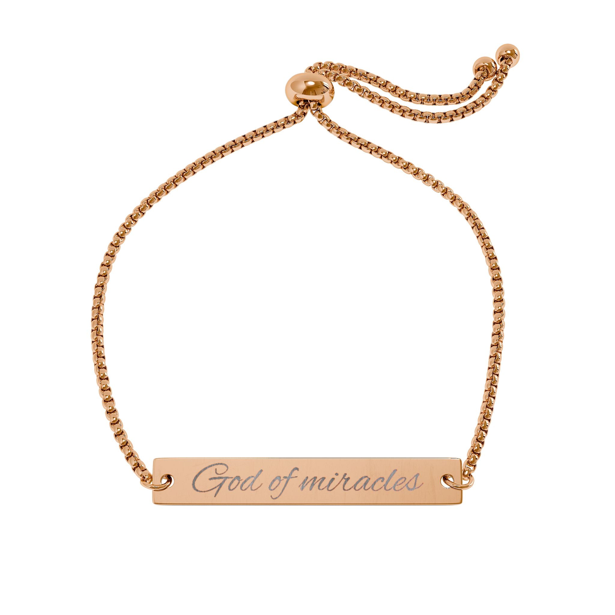 God Of Miracles Christian Bracelet for Women | Faith Based Jewelry | Engraved Bar Gift Bracelet