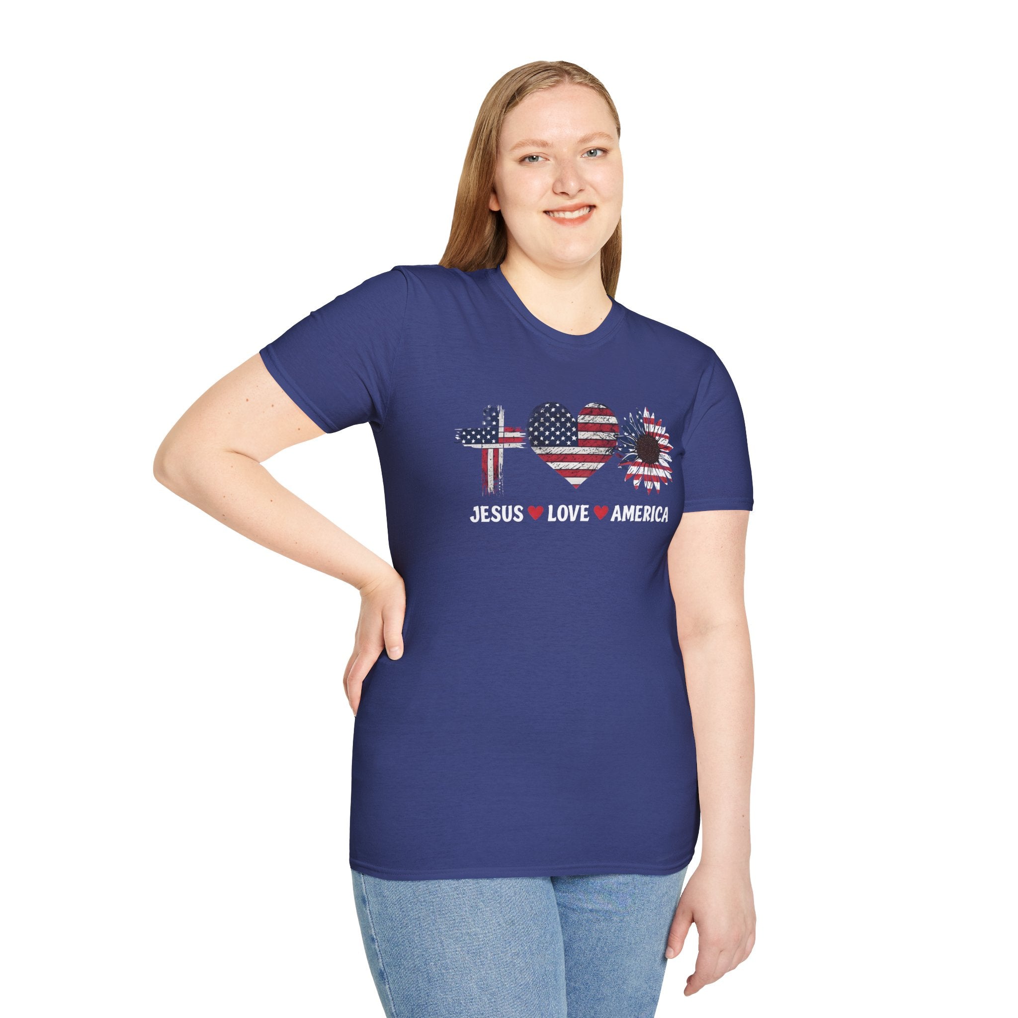 Jesus Love America Shirt | Patriotic Christian T-Shirt | Faith Based 4th of July Outfit