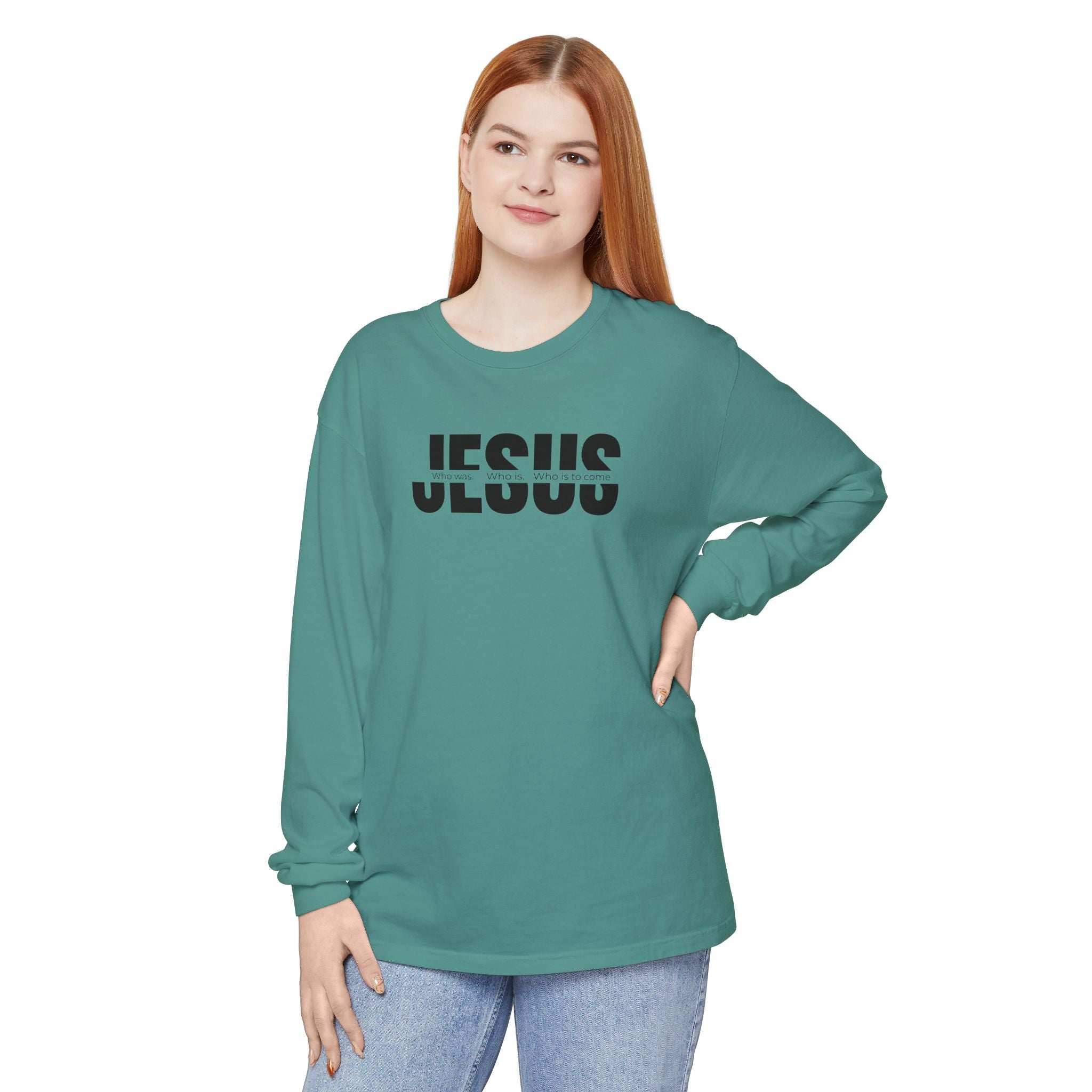 Jesus Comfort Colors Christian Long Sleeve Shirt | Faith Graphic Tee | Garment Dyed Cotton