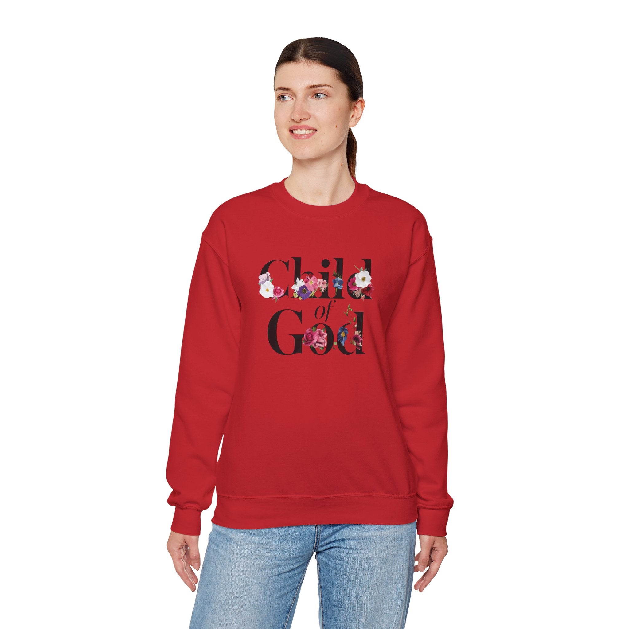 Child of God Floral Christian Gildan Crewneck Sweatshirt | Faith Inspirational Gift