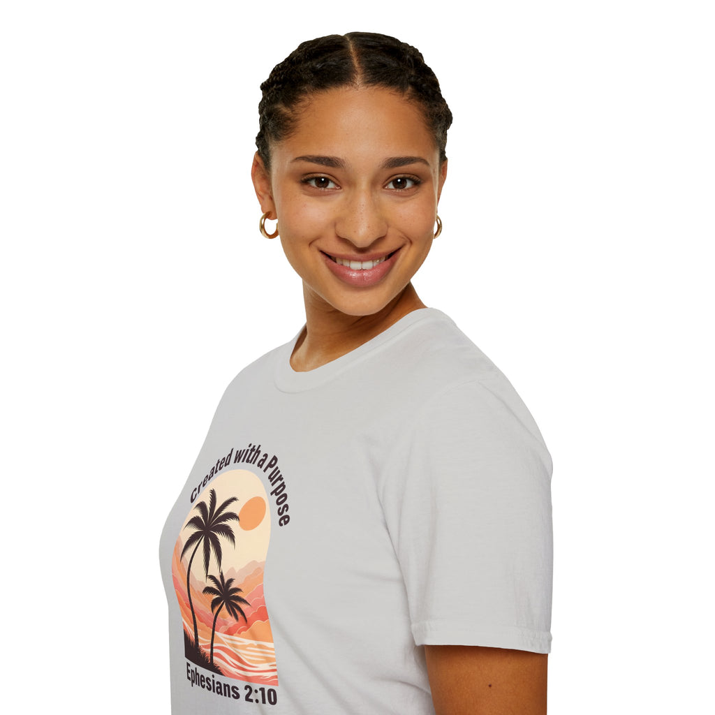 Created With A Purpose Ephesians 2:10 | Gilden Unisex T-shirt | Faith-Based Summer Tee