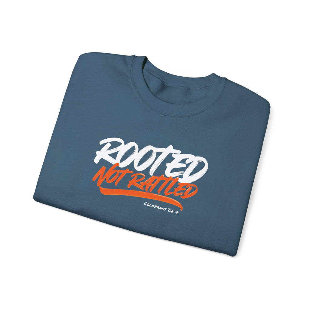 Rooted Not Rattled Gildan Christian Sweatshirt | Unisex Crewneck Pullover | Christian Gift