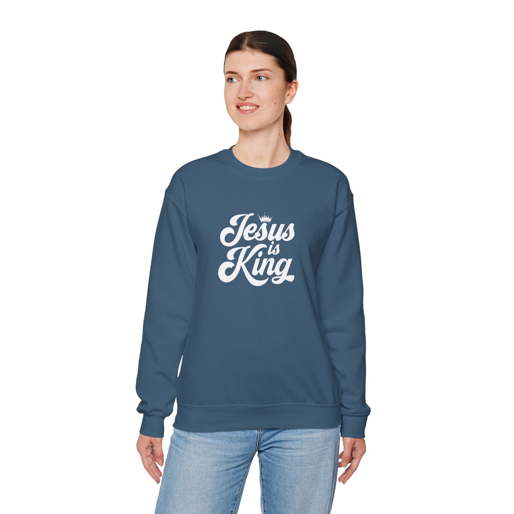 Jesus Is King Christian Gildan Unisex Crewneck Sweatshirt | Faith Apparel |  Religious Gift