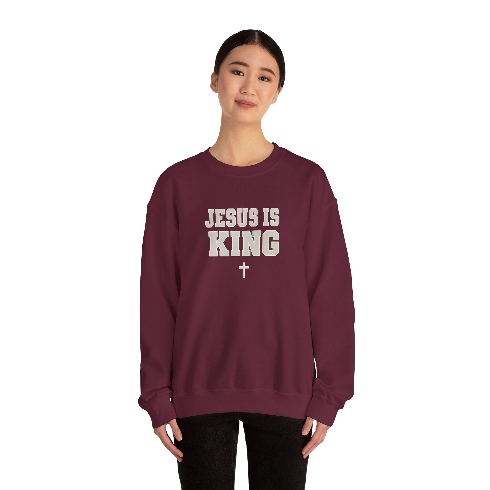 Jesus is King Gildan Unisex Crewneck Sweatshirt | Christian Apparel | Inspirational Gift | Cozy Everyday Wear