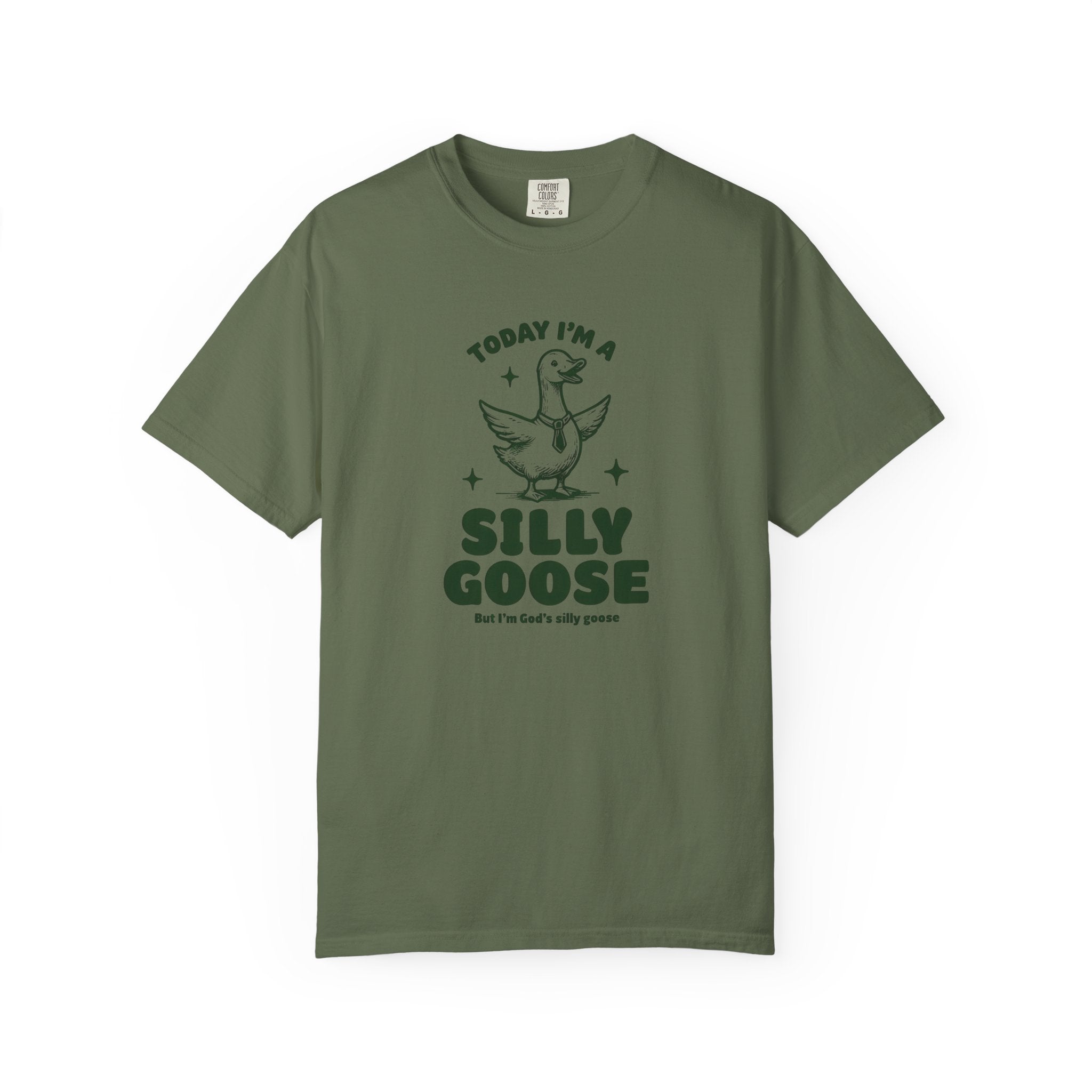 God’s Silly Goose with tie Christian T-Shirt | Graphic Tee | Unisex Garment Dyed Cotton Top S-4XL