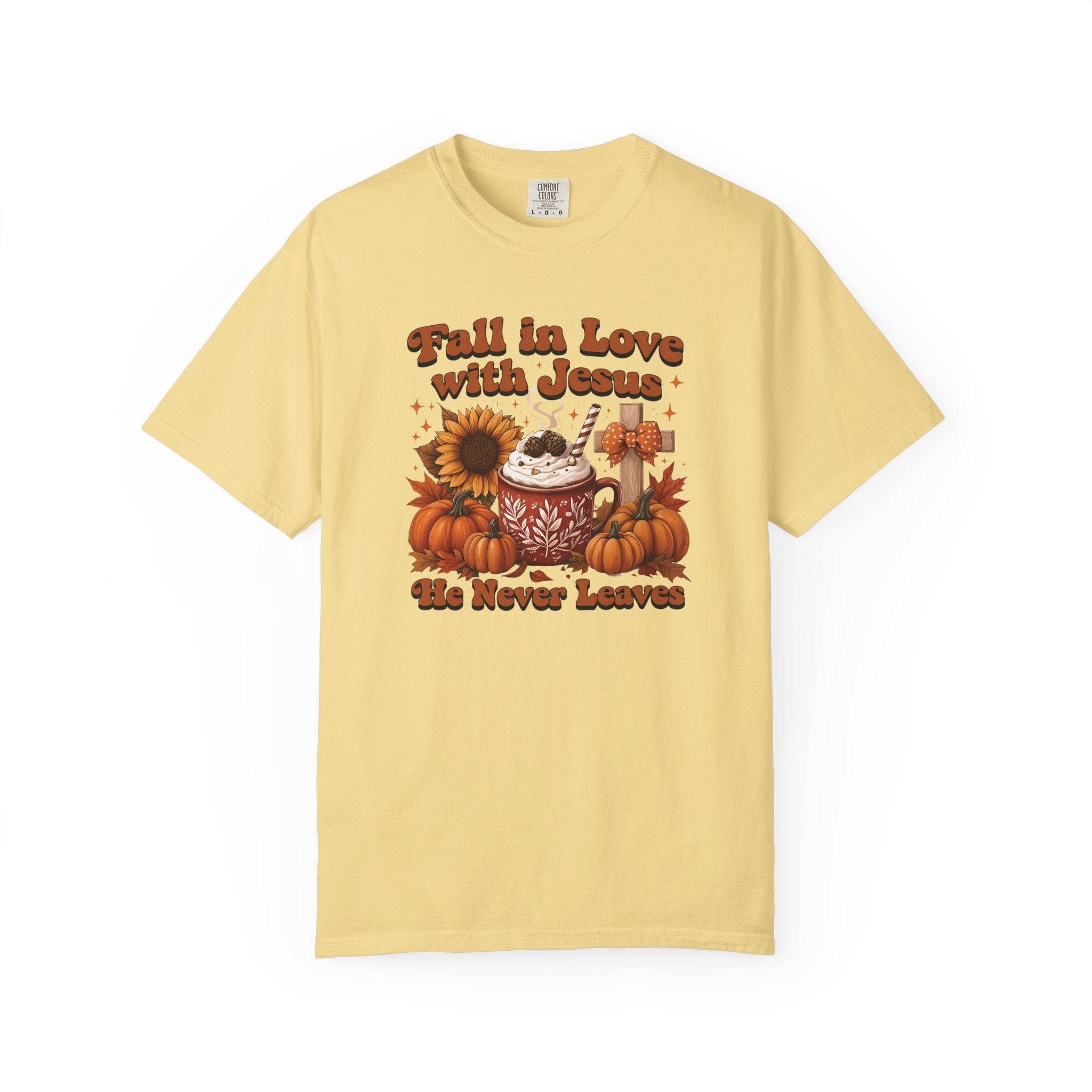 Fall in Love with Jesus Unisex Garment Dyed Comfort Colors T-Shirt | Christian Fall T-Shirt | Faith Based Thanksgiving Tee | Unisex Religious Cotton Top