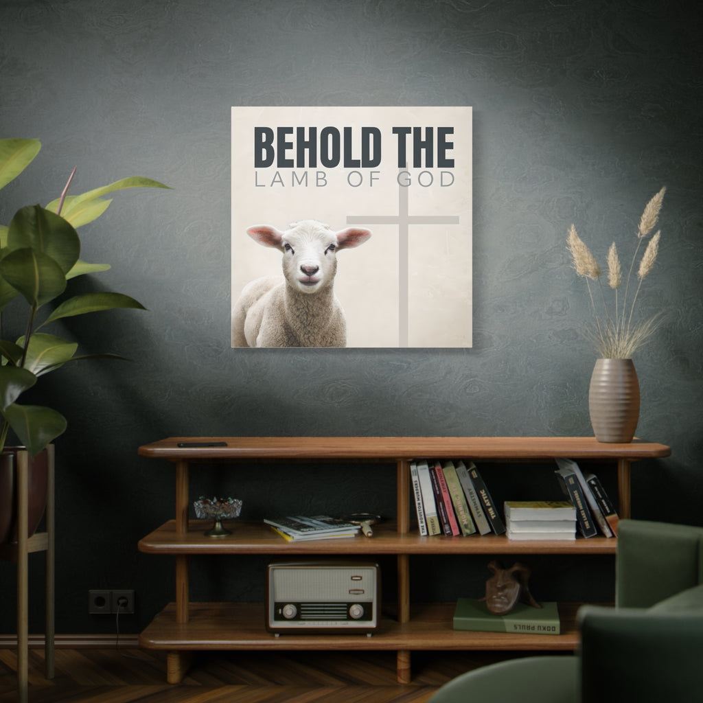 Behold the Lamb of God Canvas – Christian Wall Art with Lamb & Cross Design (Multiple Sizes)