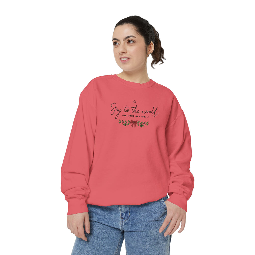 Joy to the World Comfort Colors Unisex Sweatshirt | Cozy Holiday Gift, Casual Fashion, Christmas Apparel, Festive Sweater, Unisex Holiday Wear