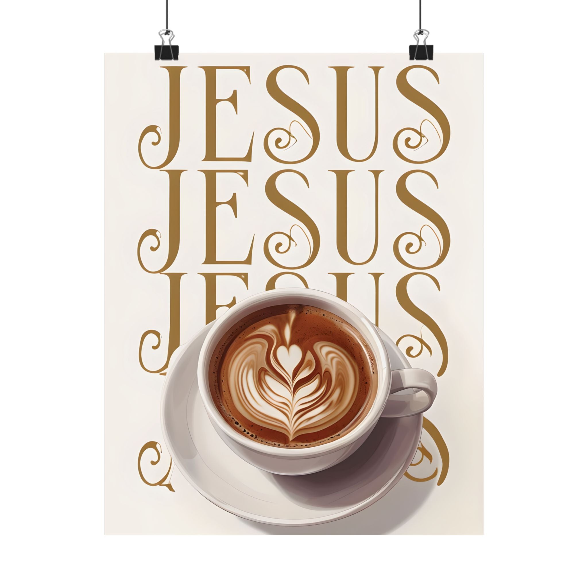 Jesus + Coffee Christian Wall Art Poster | Jesus Coffee Print | Faith Kitchen Decor Matte Poster