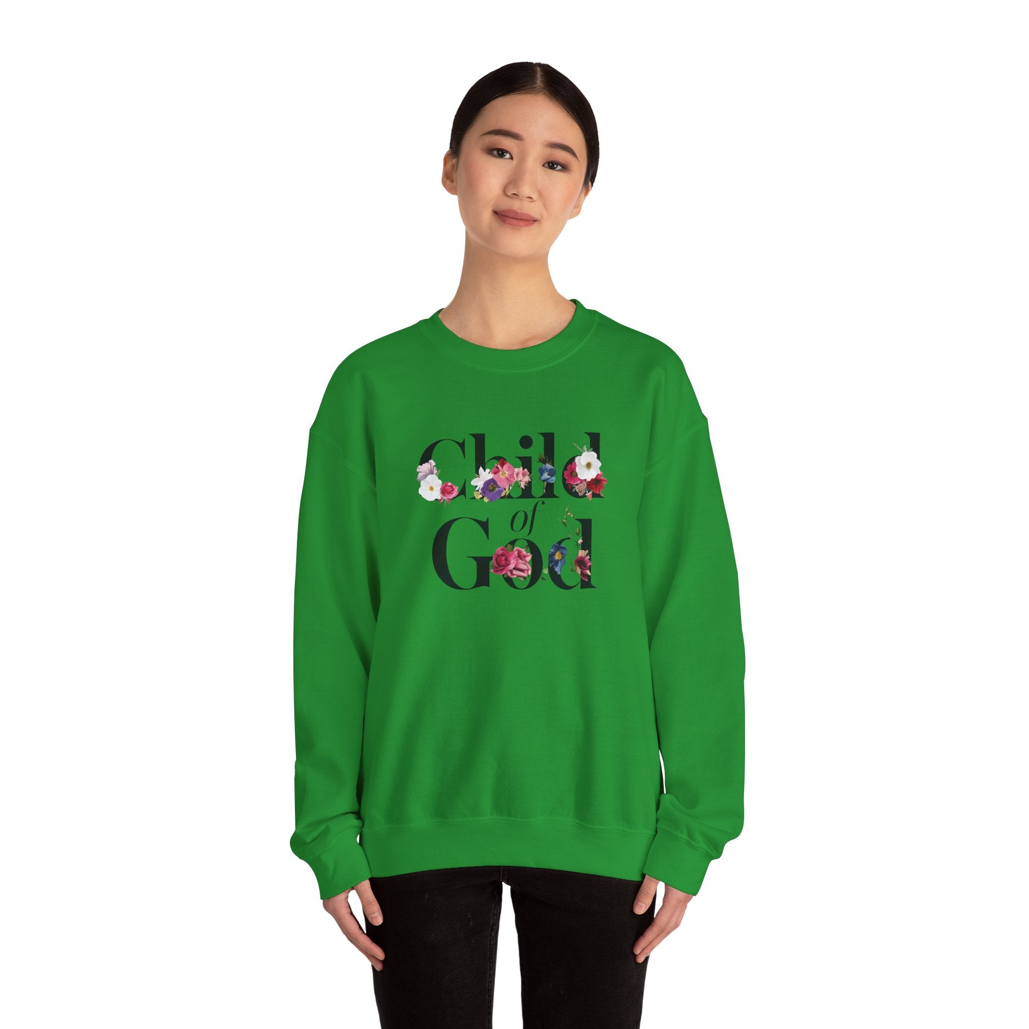 Child of God Floral Christian Gildan Crewneck Sweatshirt | Faith Inspirational Gift