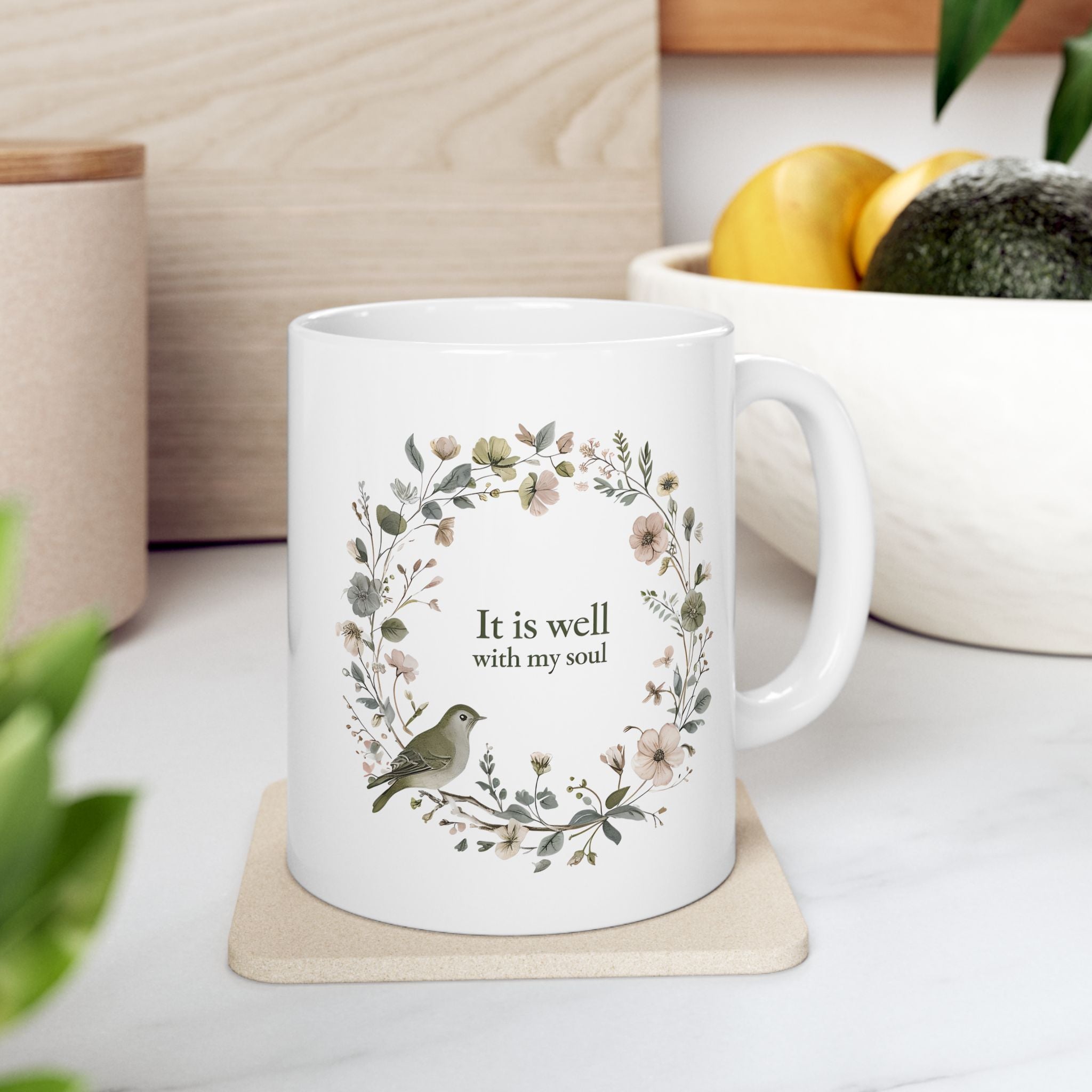 It Is Well With My Soul Christian Coffee Mug | Floral | Christian Gift for her