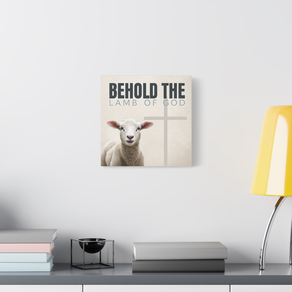 Behold the Lamb of God Canvas – Christian Wall Art with Lamb & Cross Design (Multiple Sizes)