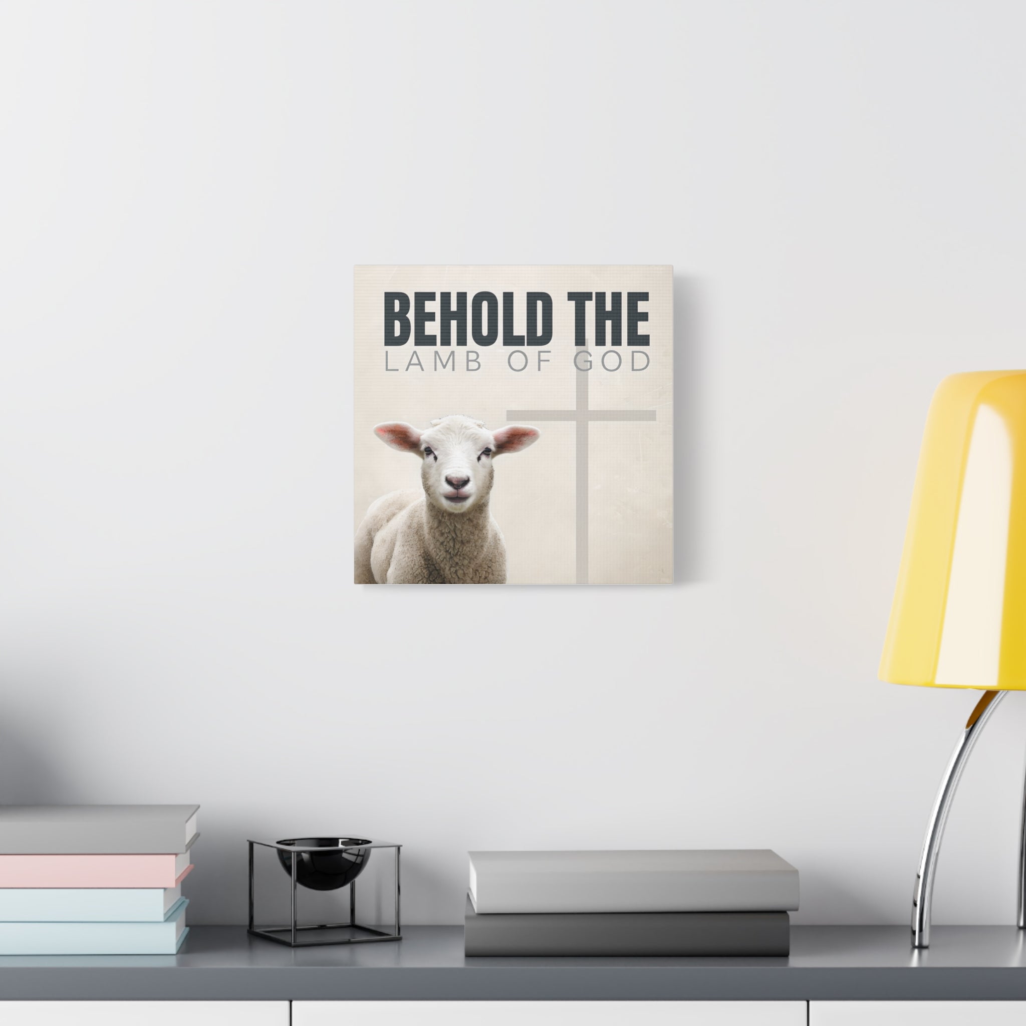 Behold the Lamb of God Canvas – Christian Wall Art with Lamb & Cross Design (Multiple Sizes)