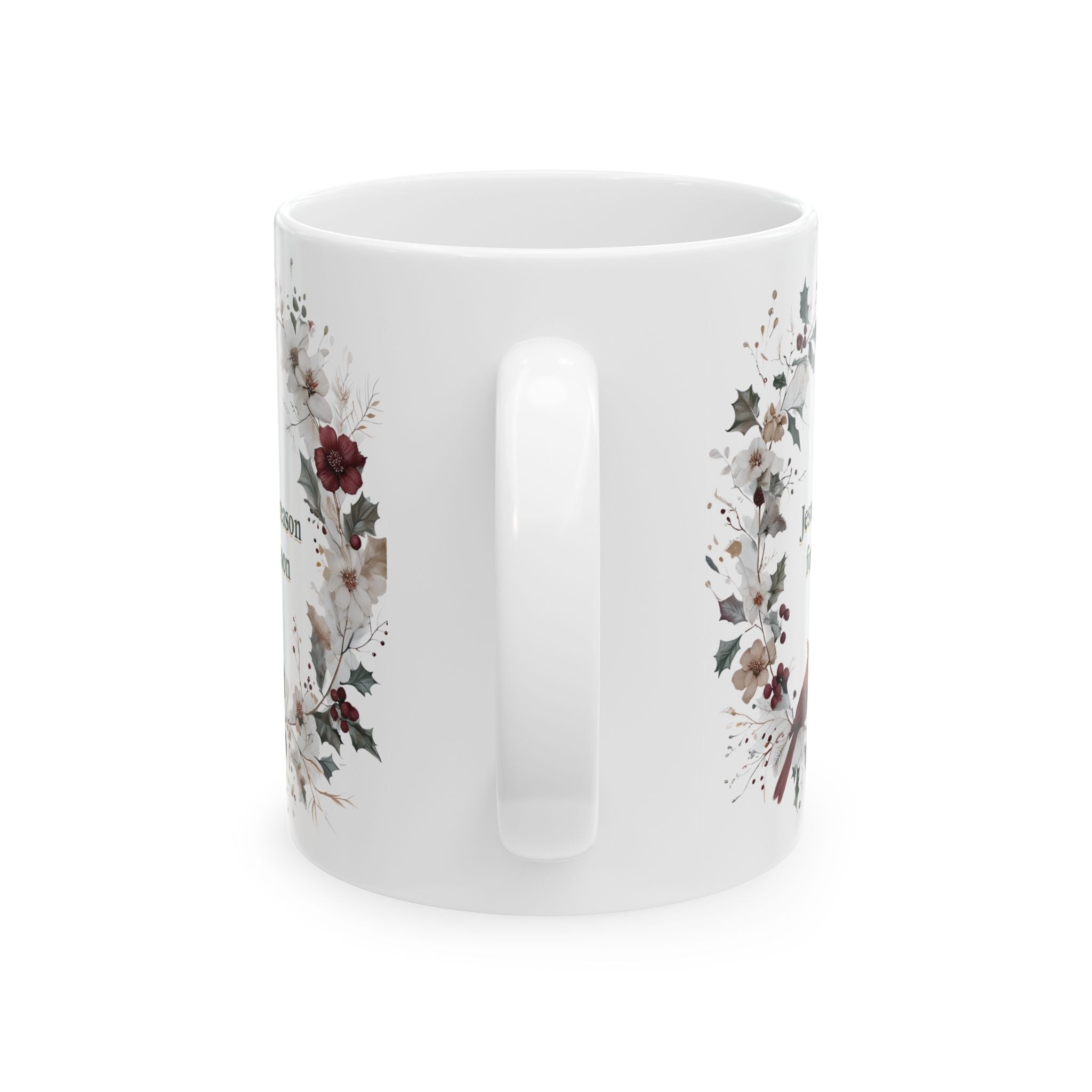 Jesus is the reason for the season Christian Floral Coffee Mug | Faith Christmas Gift for Women | 11oz, 15oz