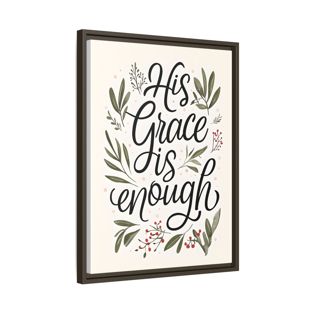 His Grace is Enough Floral Scripture Framed Matte Canvas | Modern Faith Home Decor