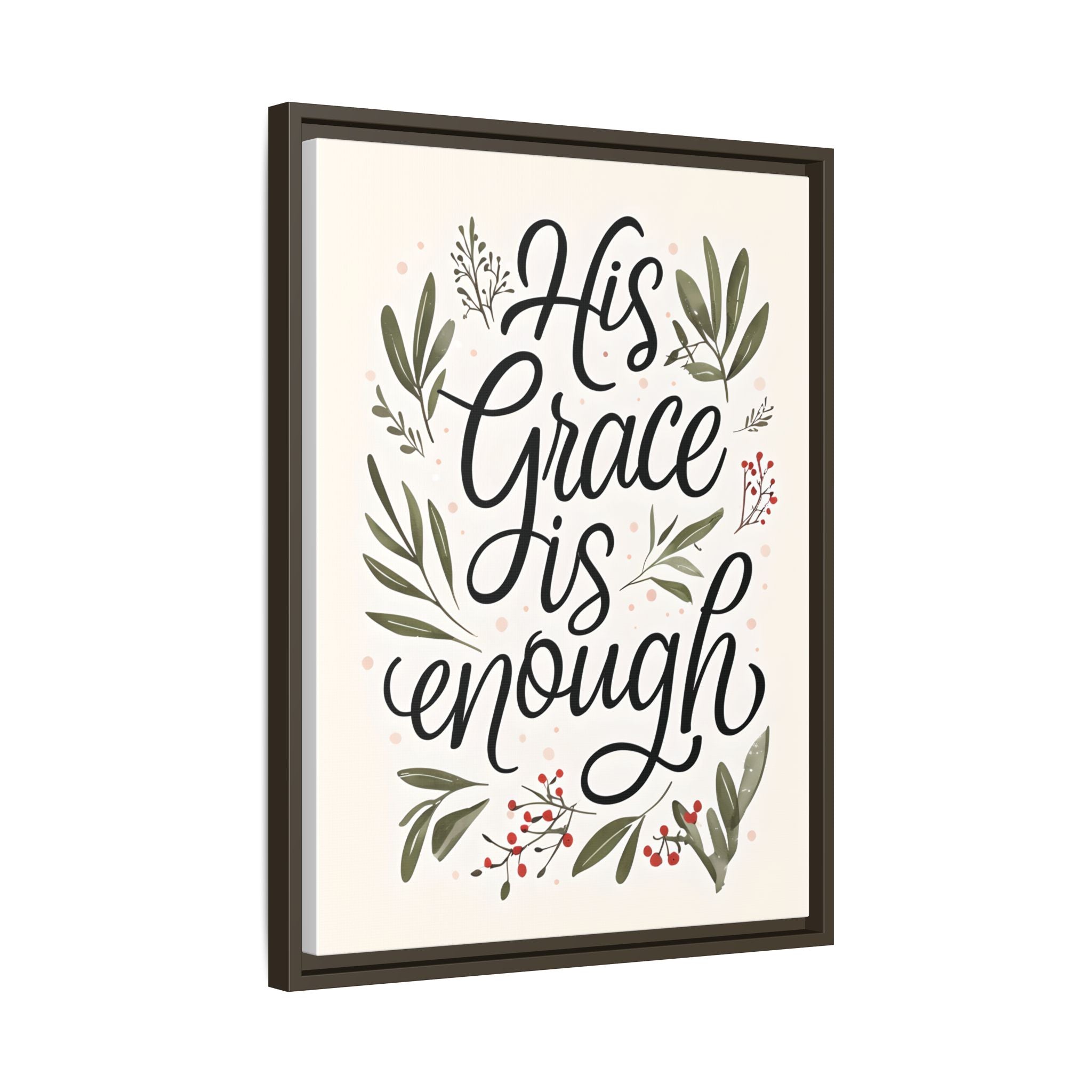 His Grace is Enough Floral Scripture Framed Matte Canvas | Modern Faith Home Decor