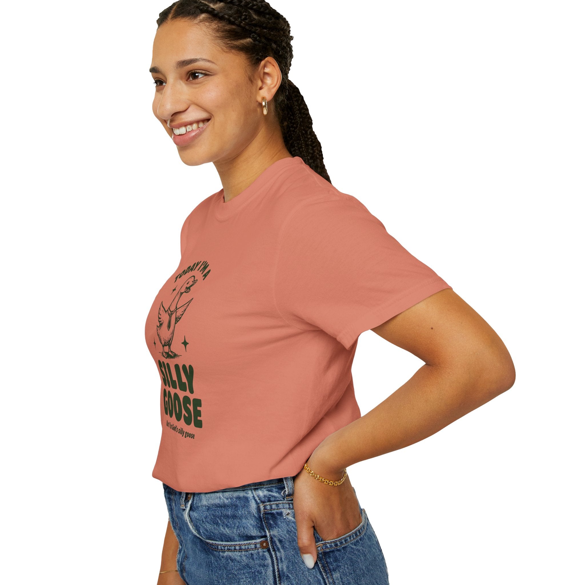 God’s Silly Goose with tie Christian T-Shirt | Graphic Tee | Unisex Garment Dyed Cotton Top S-4XL