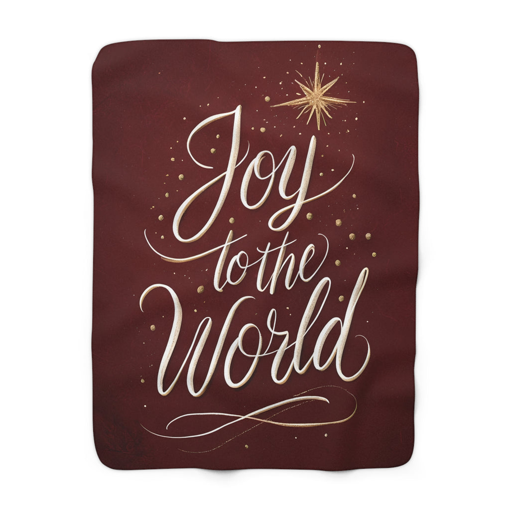 Joy to the World Sherpa Fleece Blanket | Christmas Christian Throw | Faith Home Decor Gift