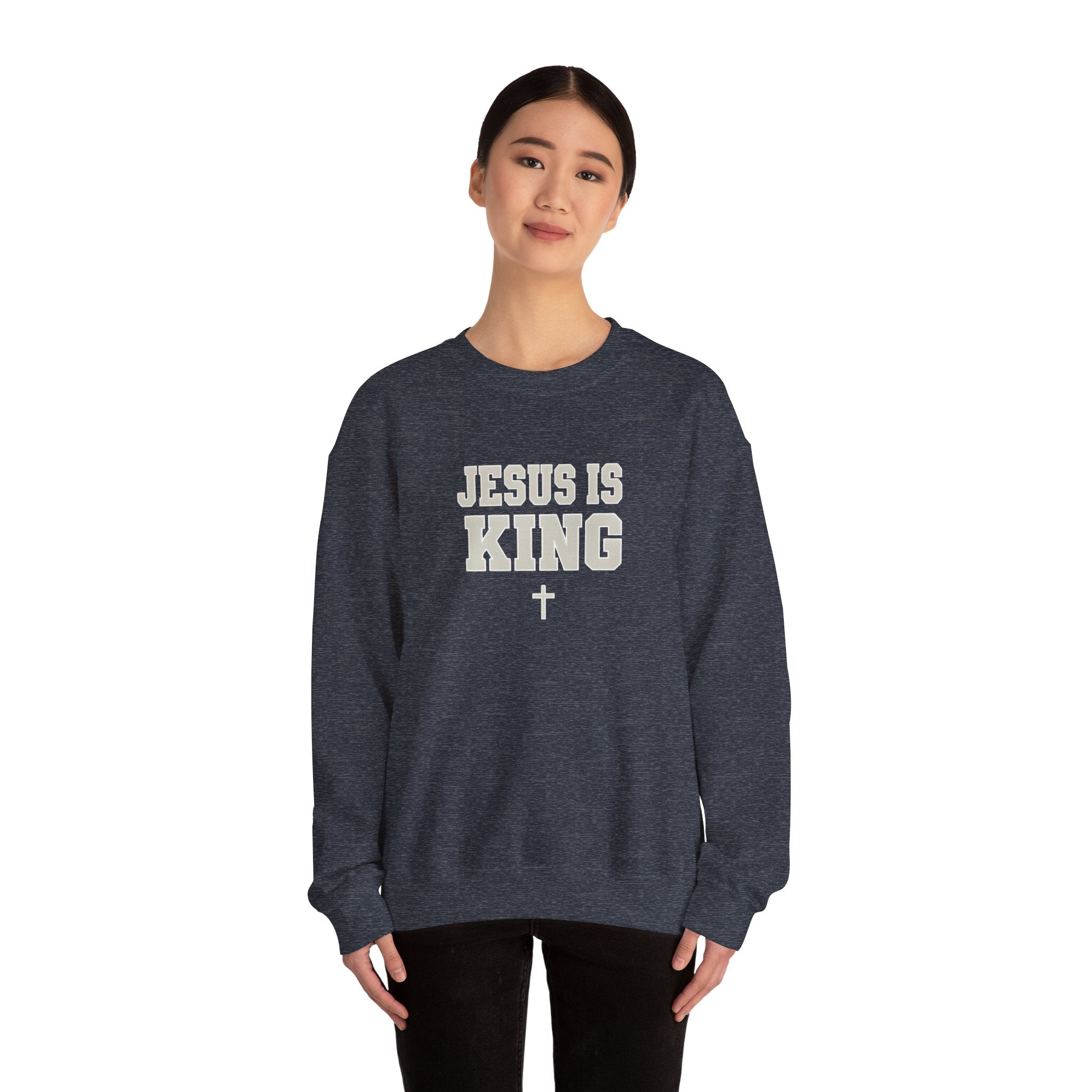 Jesus is King Gildan Unisex Crewneck Sweatshirt | Christian Apparel | Inspirational Gift | Cozy Everyday Wear