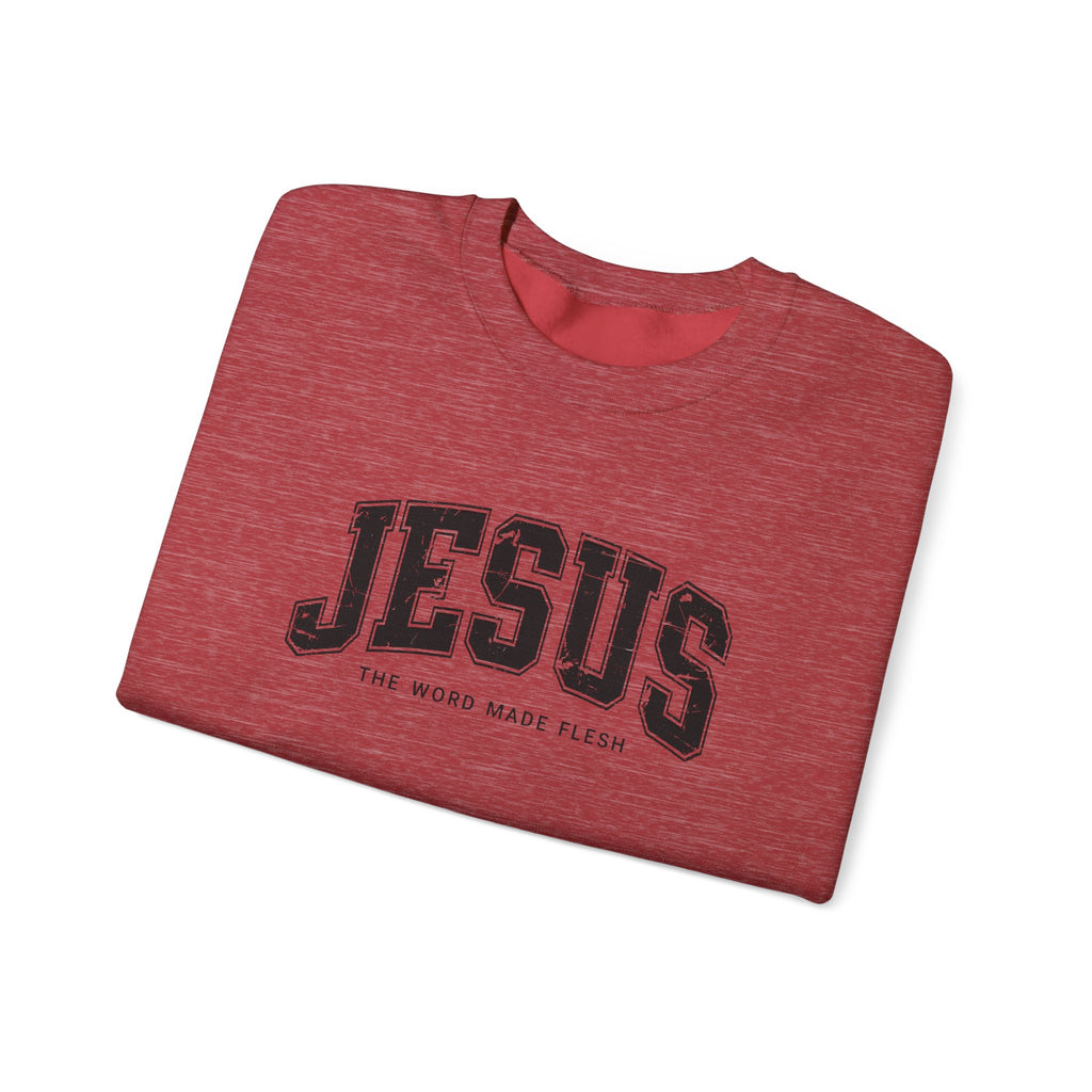 Jesus the Word Made Flesh Gildan Crewneck Sweatshirt | Christian Unisex Sweatshirt | Faith Apparel | Religious Gift
