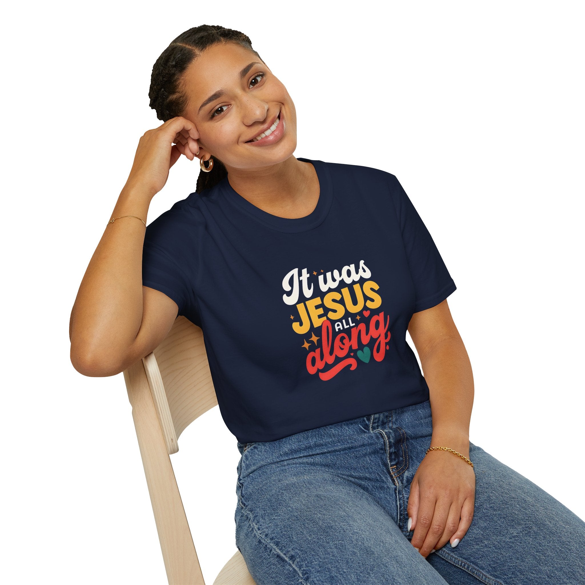 It Was Jesus All Along Gildan T-Shirt – Christian Faith Graphic Tee – Unisex Religious Shirt – Inspirational Jesus Quote – Gift for Believers