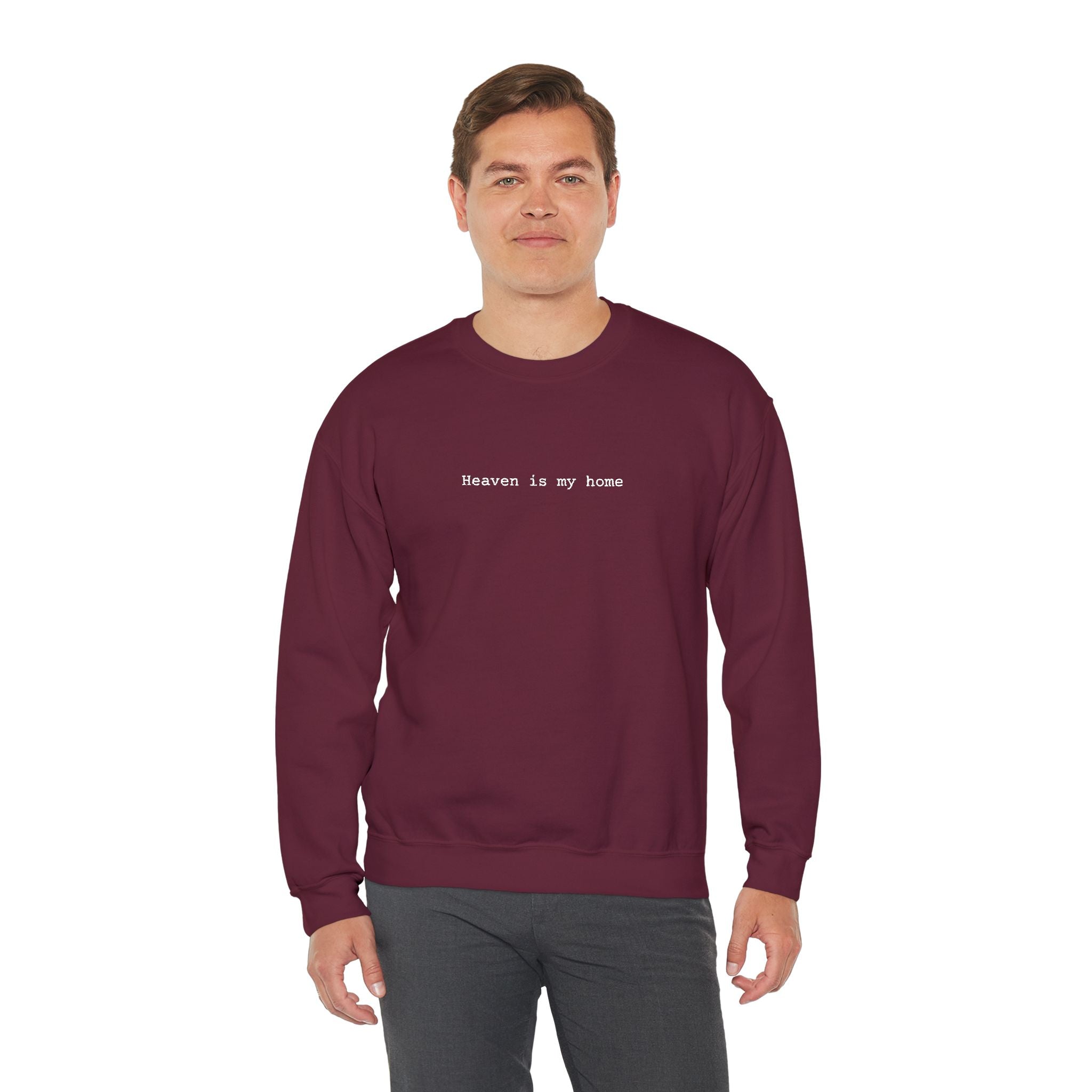Embroidered Heaven is my Home Christian Unisex Crewneck Gildan Sweatshirt