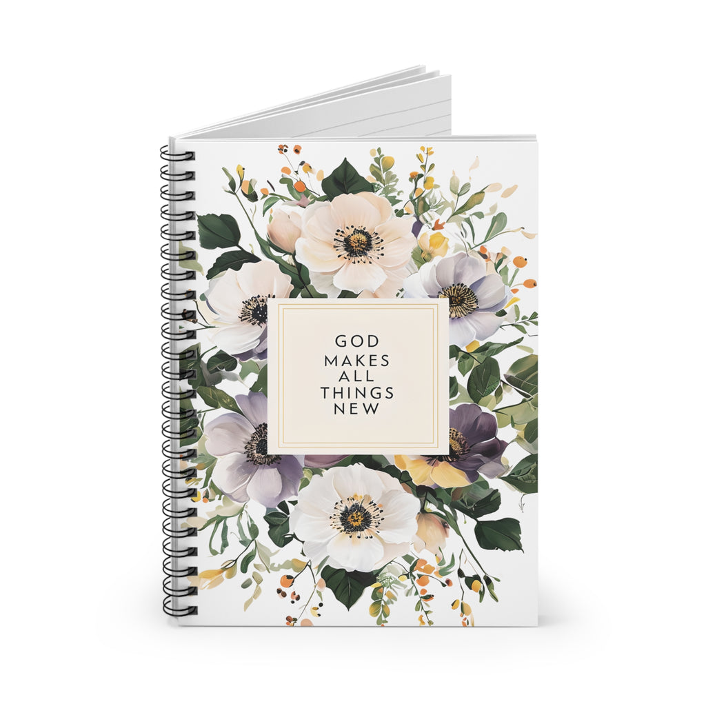 God makes all things new Christian Spiral Notebook | Christian Gift Notebook | 6x8