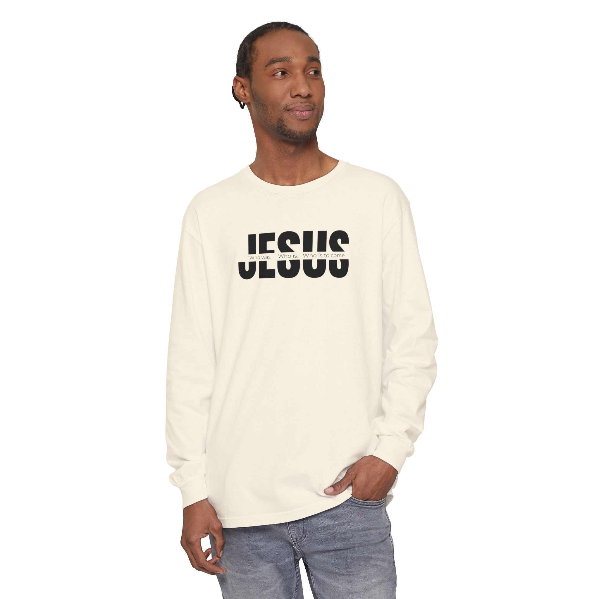 Jesus Comfort Colors Christian Long Sleeve Shirt | Faith Graphic Tee | Garment Dyed Cotton