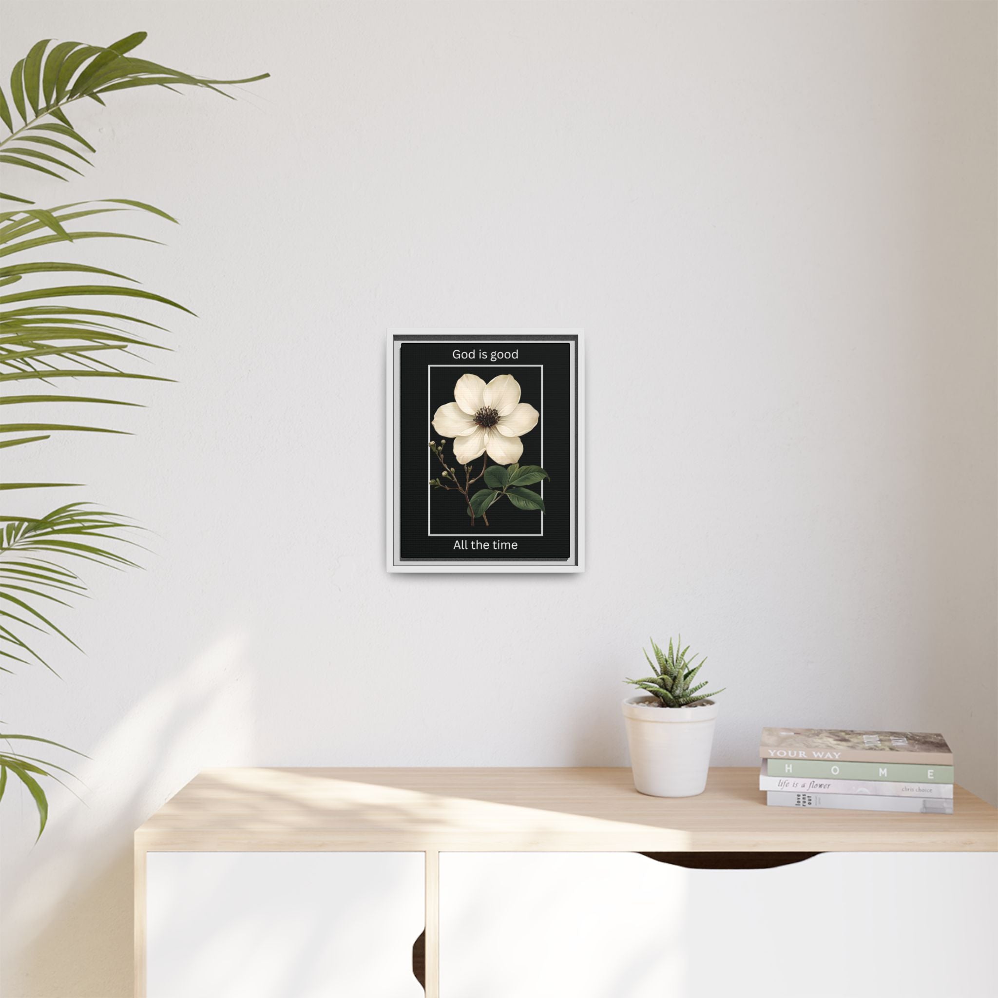 God is Good All The Time Christian Framed Matte Canvas Wall Art | Faith Inspirational Home Decor