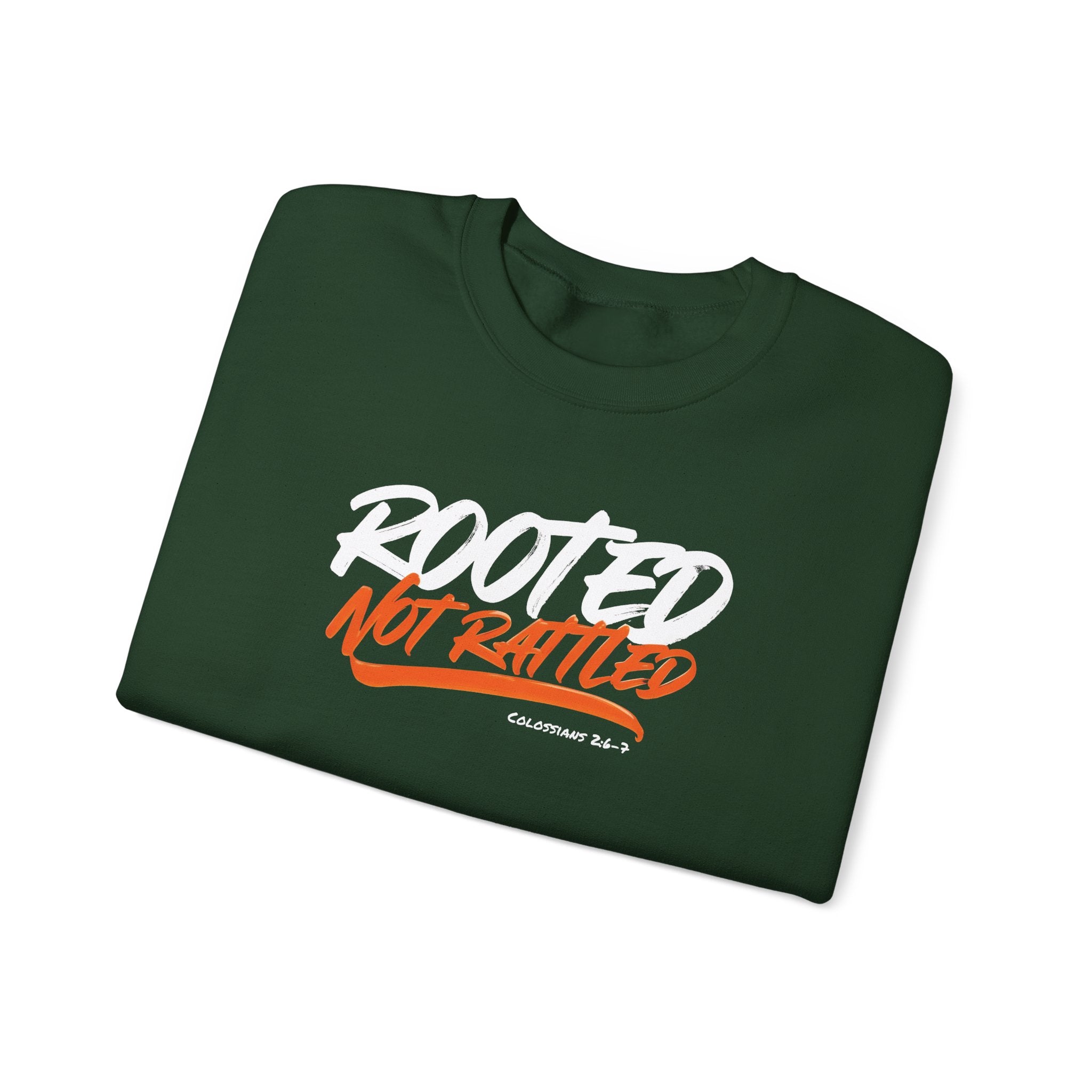 Rooted Not Rattled Gildan Christian Sweatshirt | Unisex Crewneck Pullover | Christian Gift