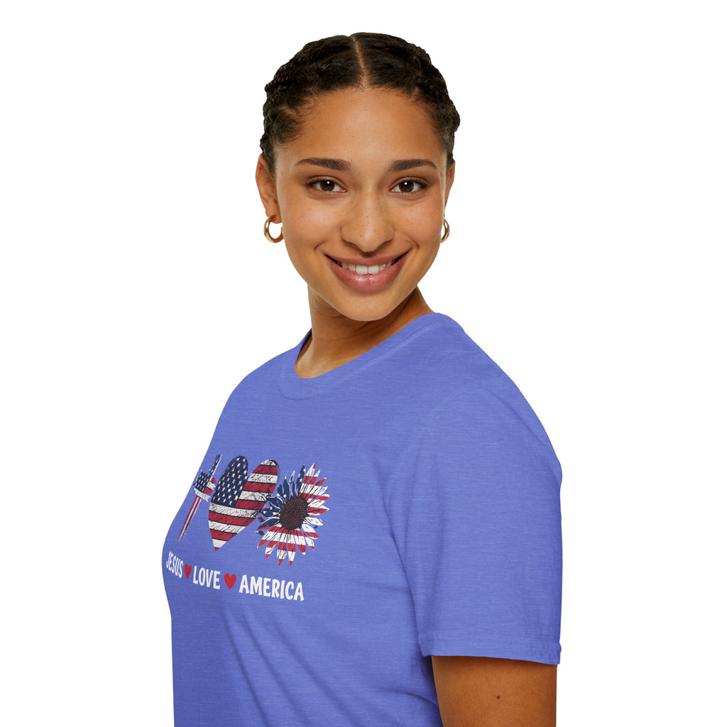Jesus Love America Shirt | Patriotic Christian T-Shirt | Faith Based 4th of July Outfit