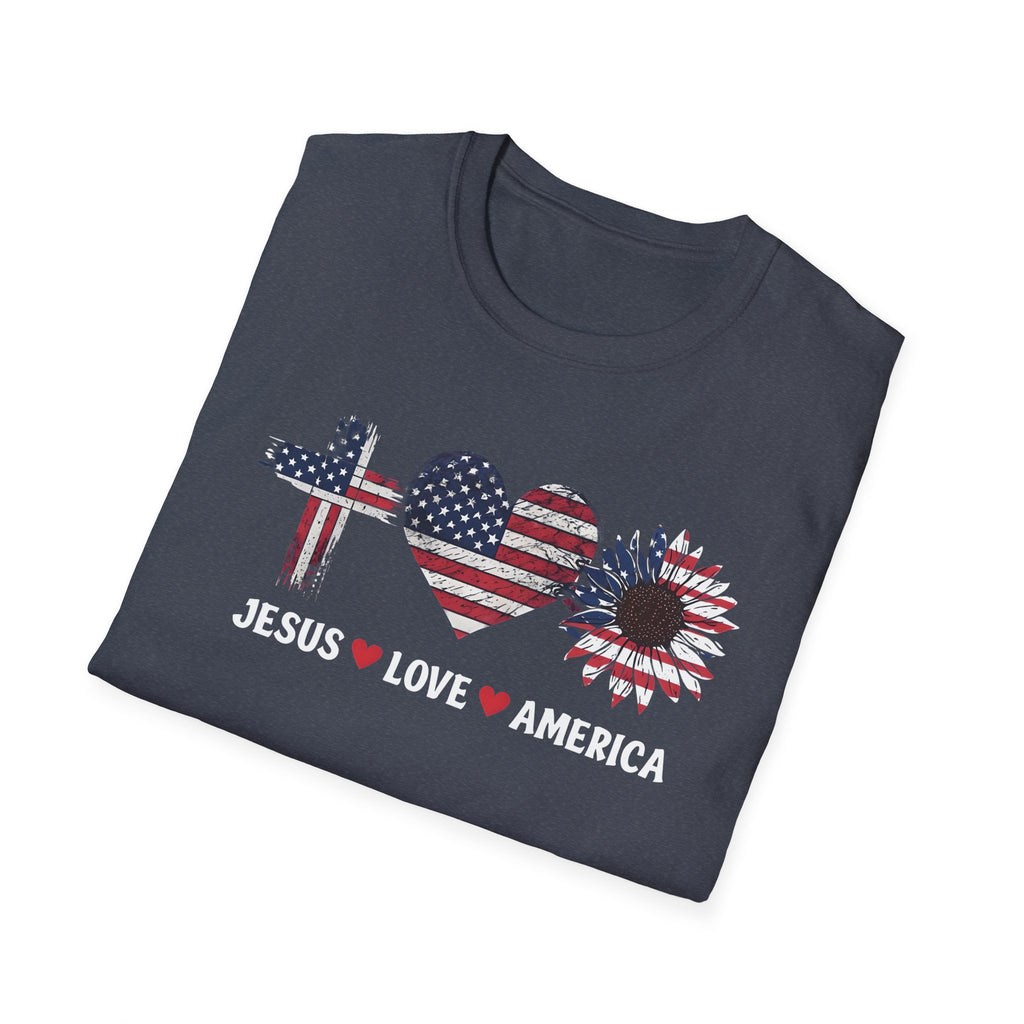 Jesus Love America Shirt | Patriotic Christian T-Shirt | Faith Based 4th of July Outfit
