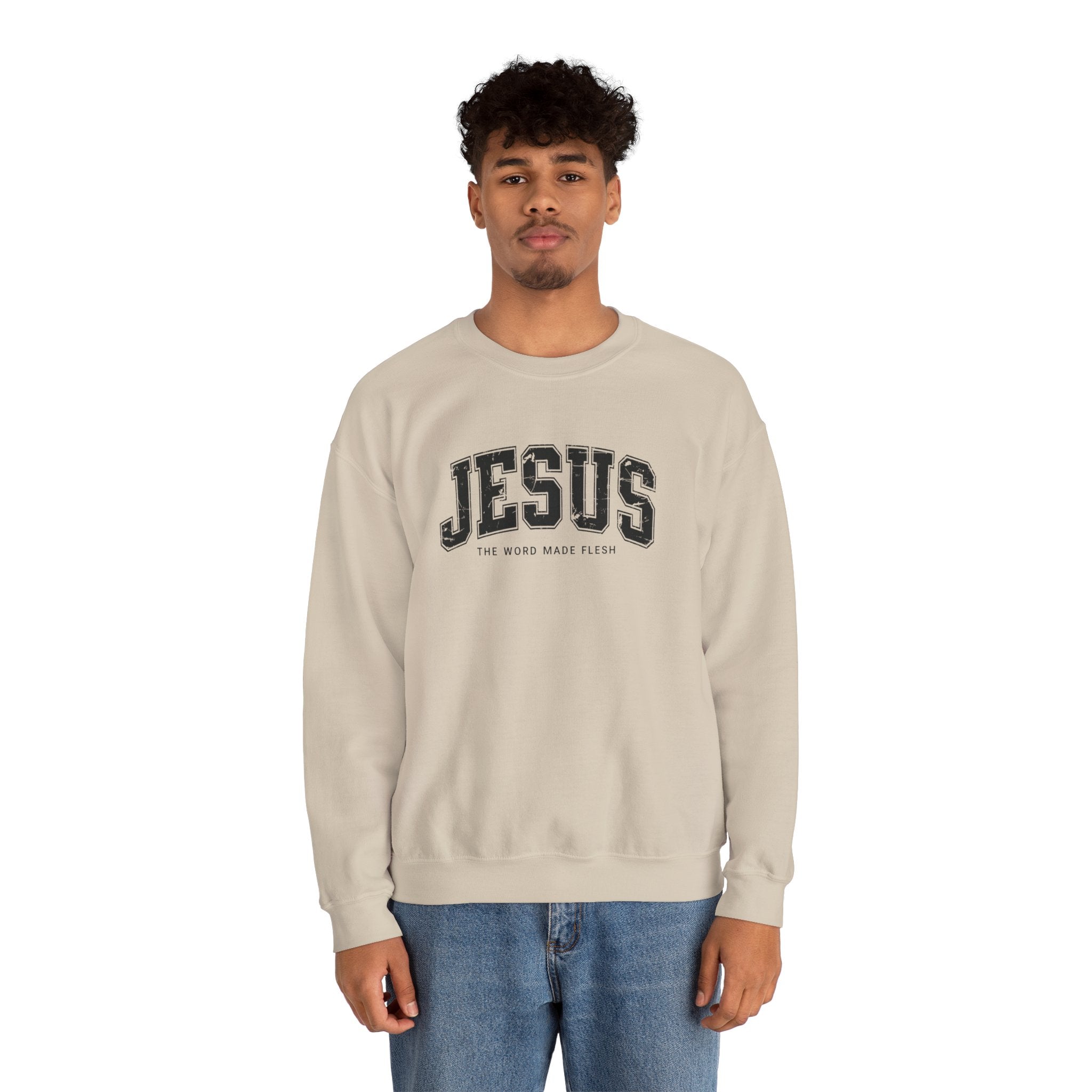 Jesus the Word Made Flesh Gildan Crewneck Sweatshirt | Christian Unisex Sweatshirt | Faith Apparel | Religious Gift