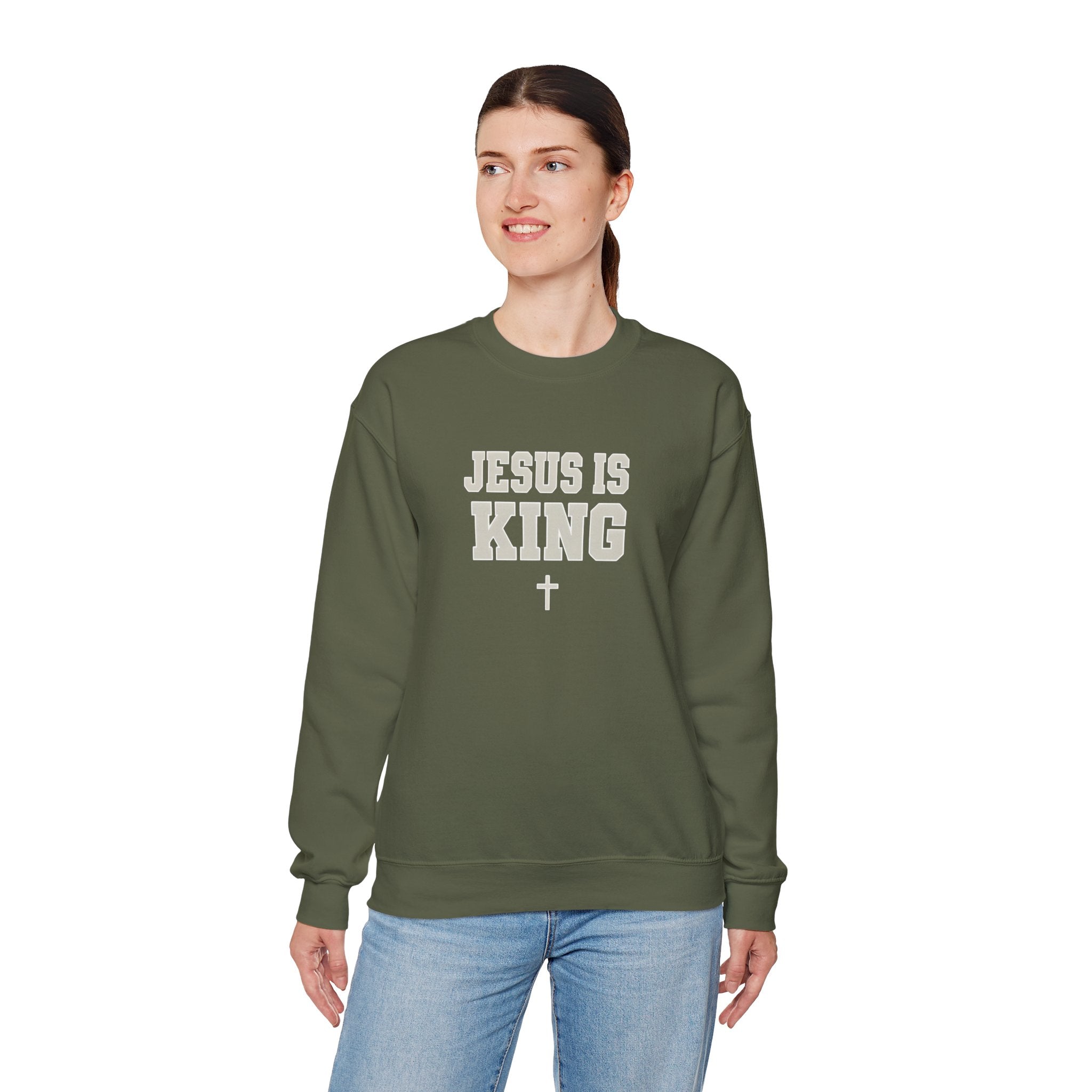 Jesus is King Gildan Unisex Crewneck Sweatshirt | Christian Apparel | Inspirational Gift | Cozy Everyday Wear