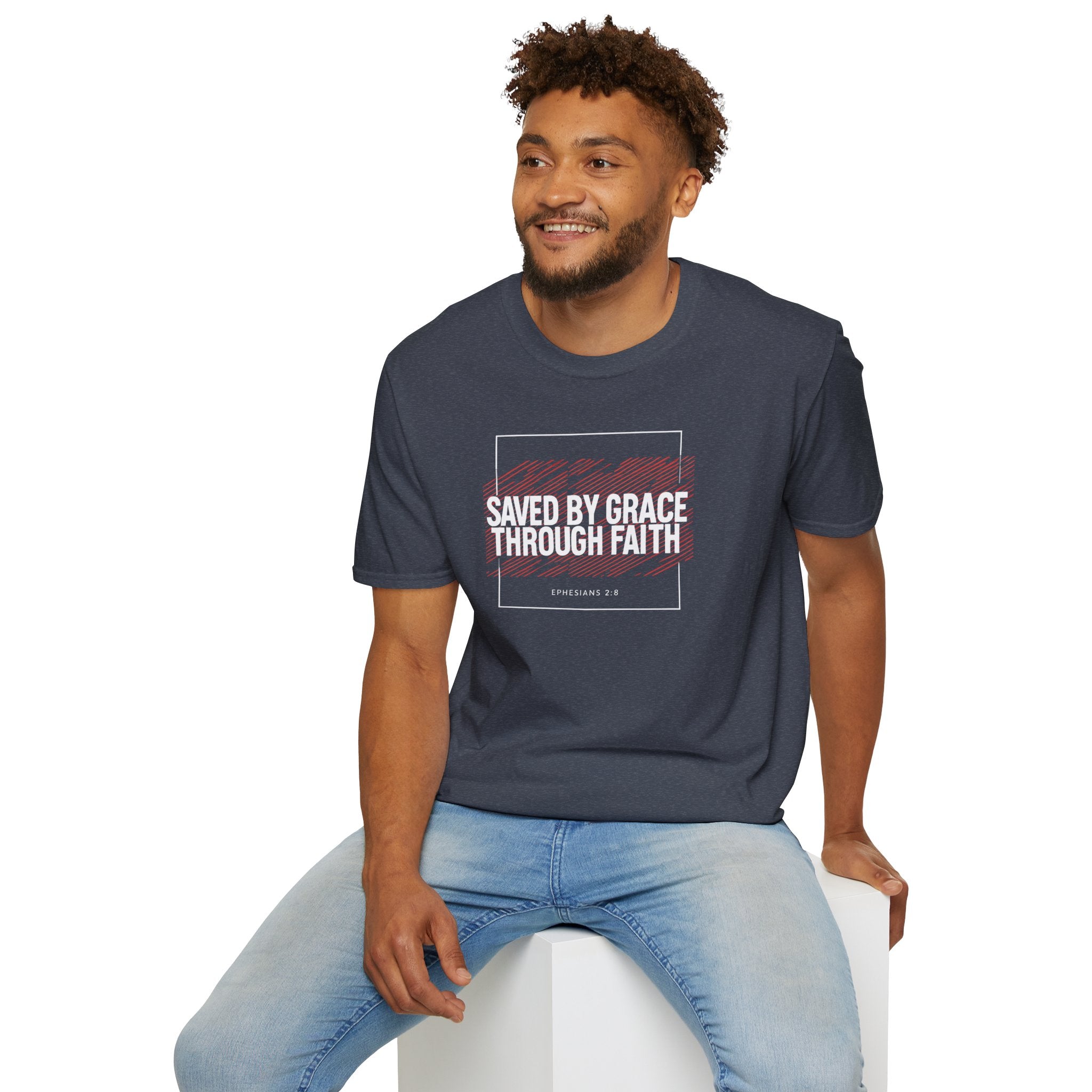 Saved by Grace Through Faith Gildan T-Shirt – Ephesians 2:8 Scripture Tee – Unisex Gilden Christian Shirt