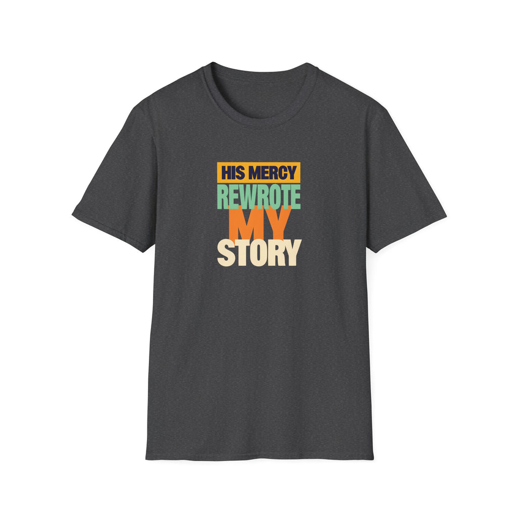 His Mercy Rewrote My Story Christian Gildan T-Shirt Unisex Softstyle Religious Tee Gift