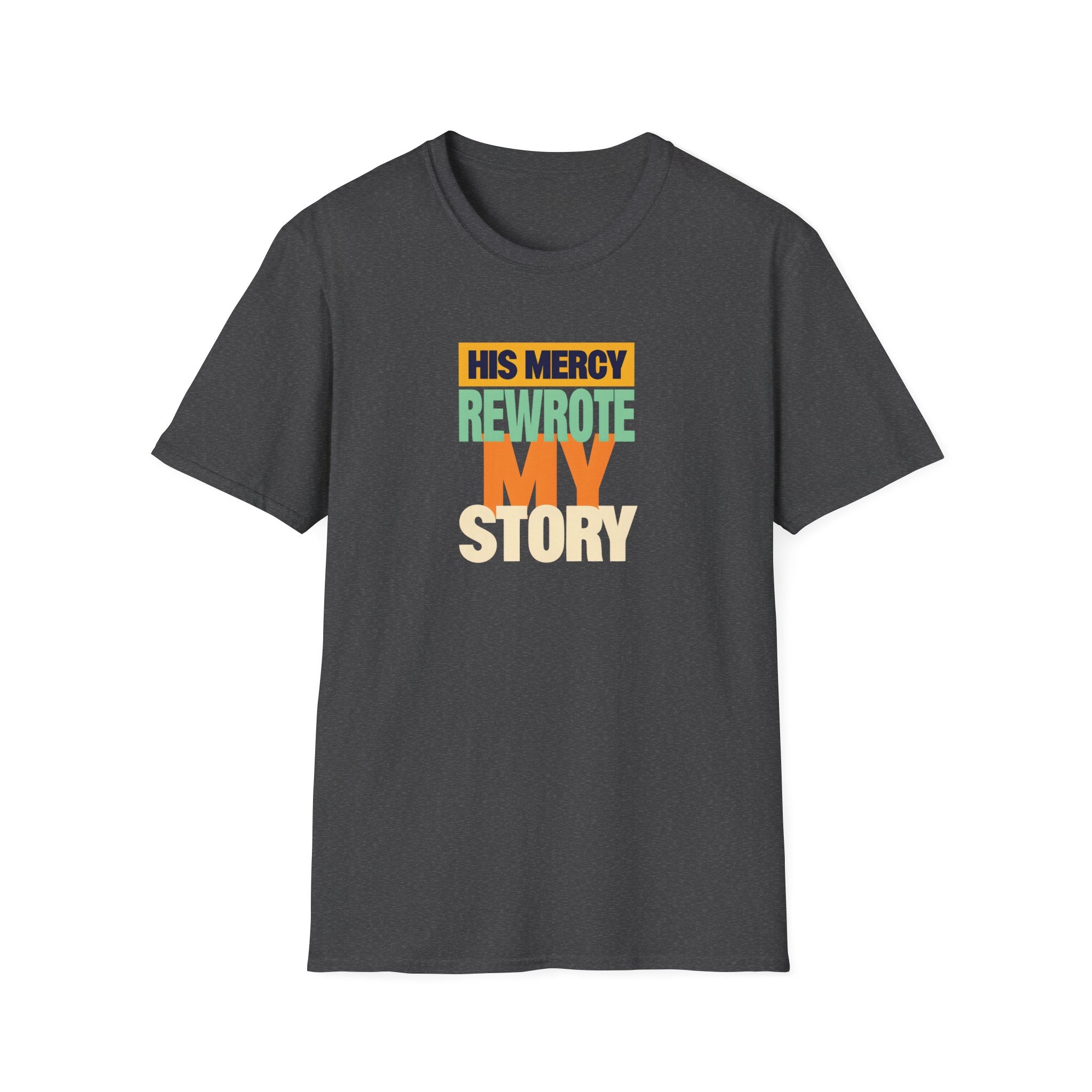 His Mercy Rewrote My Story Christian Gildan T-Shirt Unisex Softstyle Religious Tee Gift