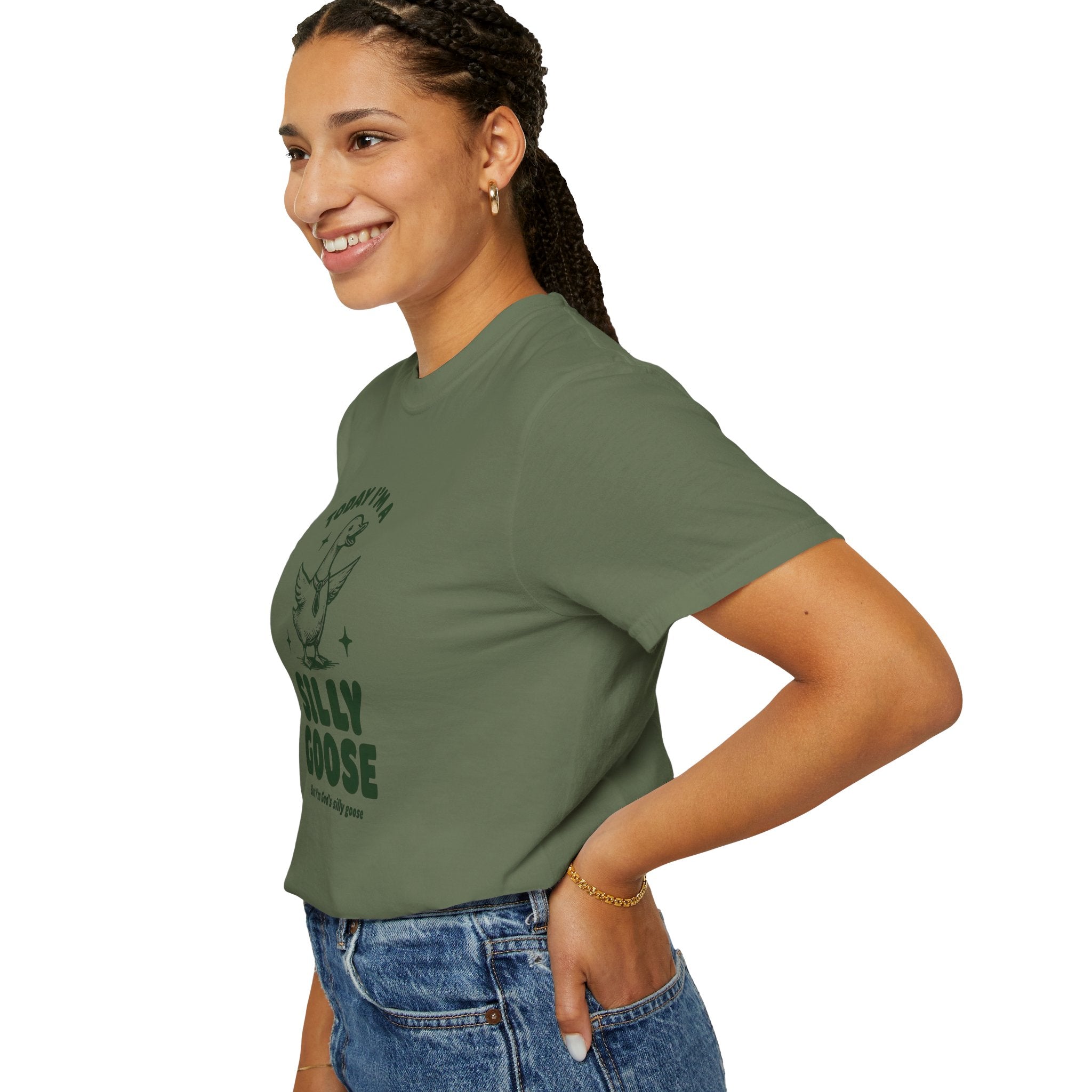 God’s Silly Goose with tie Christian T-Shirt | Graphic Tee | Unisex Garment Dyed Cotton Top S-4XL