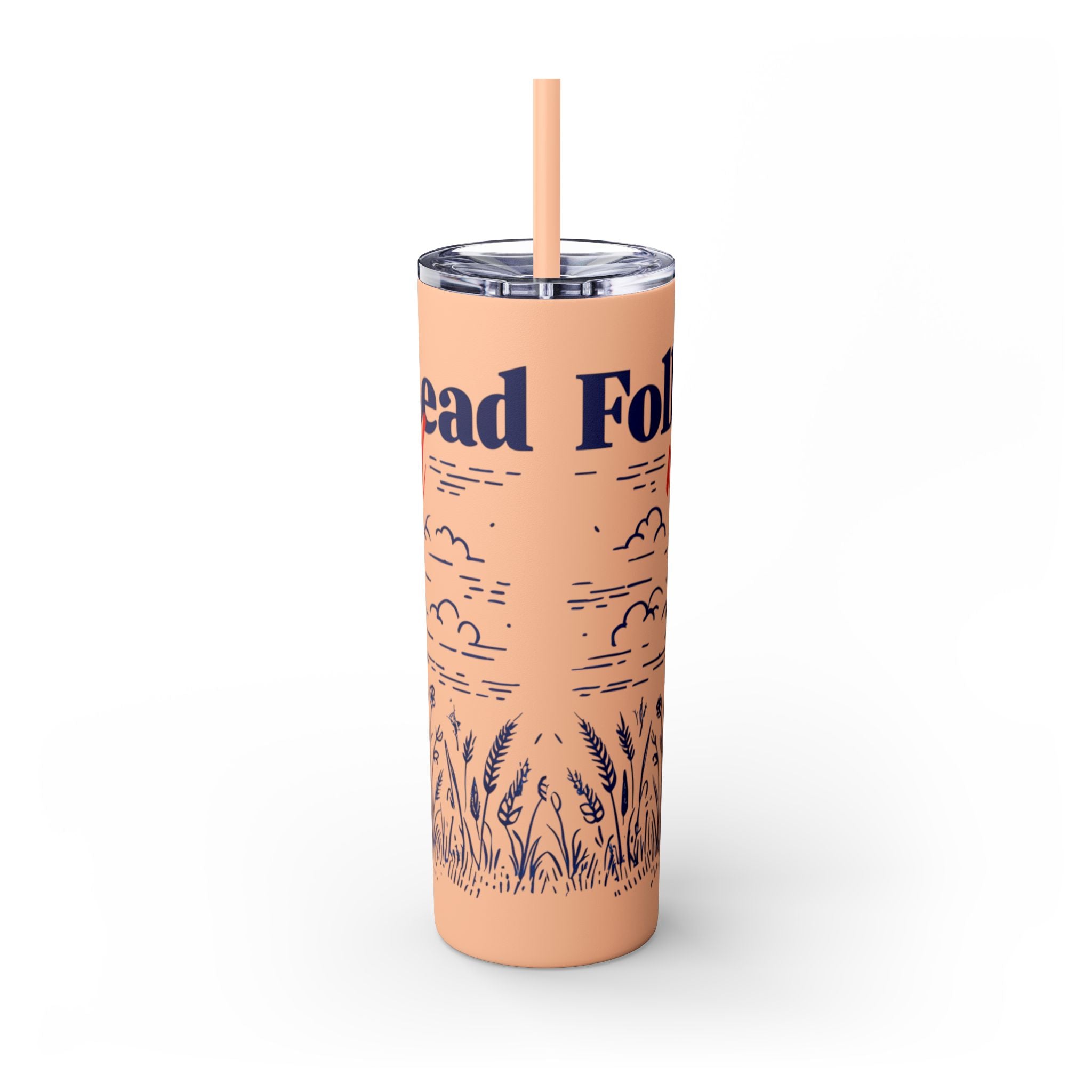 Follow His Lead, Not the Herd, 20 oz Insulated Skinny Tumbler | Stainless Steel Travel Cup | Christian Drinkware | Highland Cow