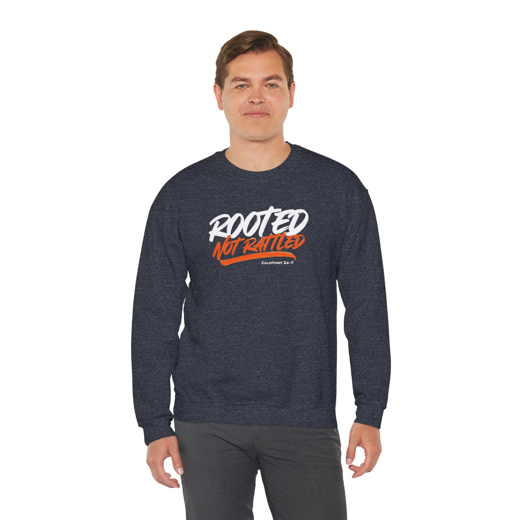 Rooted Not Rattled Gildan Christian Sweatshirt | Unisex Crewneck Pullover | Christian Gift