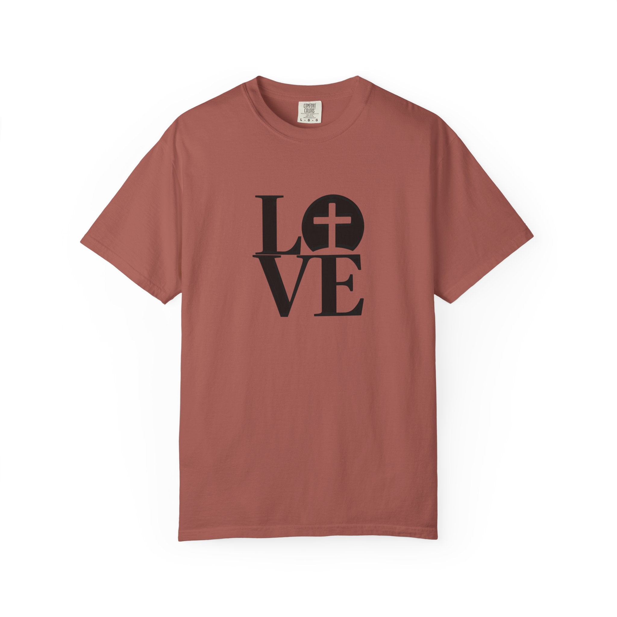 LOVE Cross Christian T-Shirt | Comfort Colors Faith-Based Unisex Tee (S–4XL) | Jesus is Love Shirt