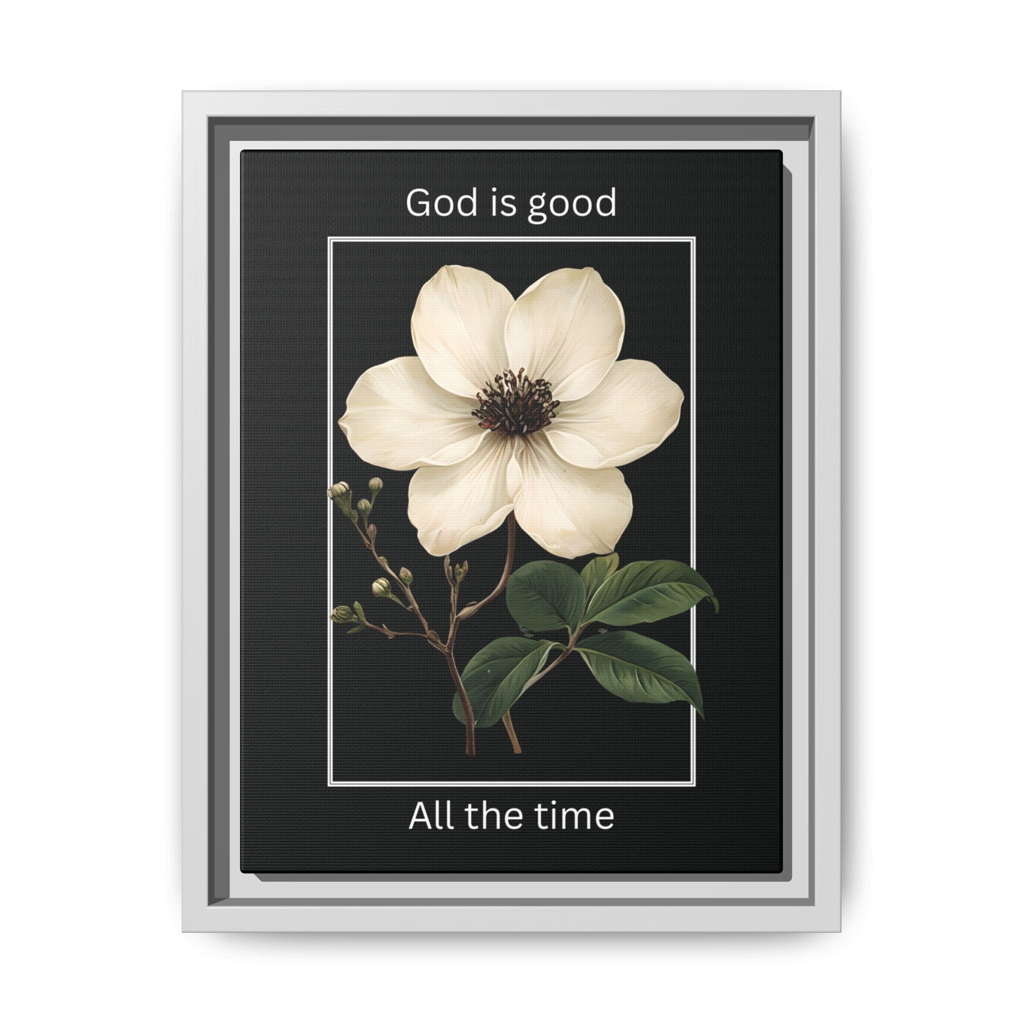 God is Good All The Time Christian Framed Matte Canvas Wall Art | Faith Inspirational Home Decor