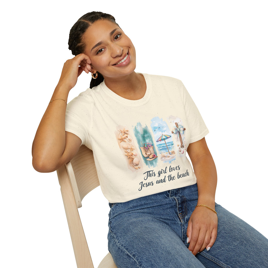 This Girl Loves Jesus and the Beach Shirt – Christian T-Shirts for Women | Faith Based Apparel | Beach Lover T-Shirt, Faith T-Shirt, Jesus Shirt, Summer Apparel, Christian Gifts, Casual...