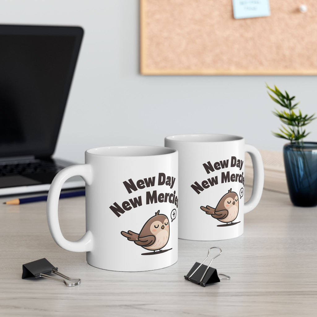 New Day New Mercies Christian Coffee Mug | Glossy Ceramic 11oz & 15oz | Faith Gift
