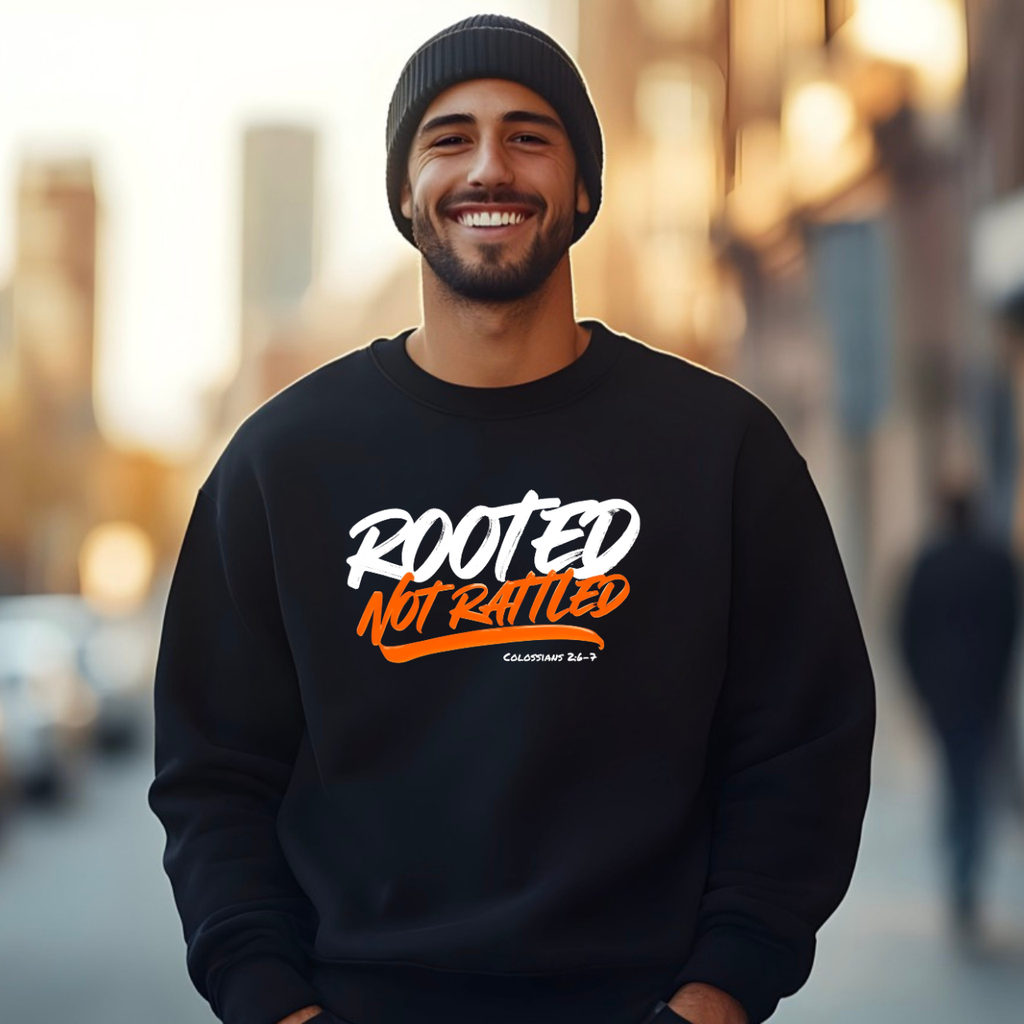 Rooted Not Rattled Gildan Christian Sweatshirt | Unisex Crewneck Pullover | Christian Gift