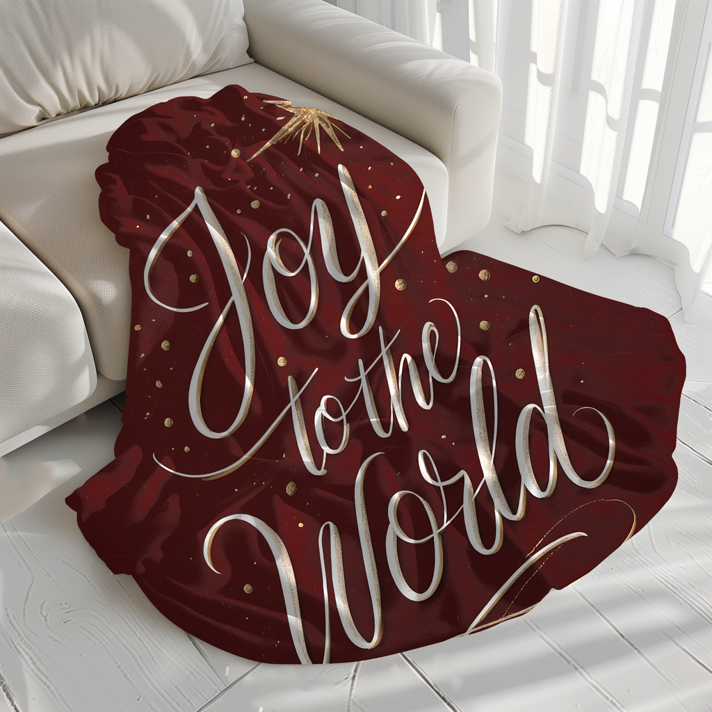 Joy to the World Sherpa Fleece Blanket | Christmas Christian Throw | Faith Home Decor Gift