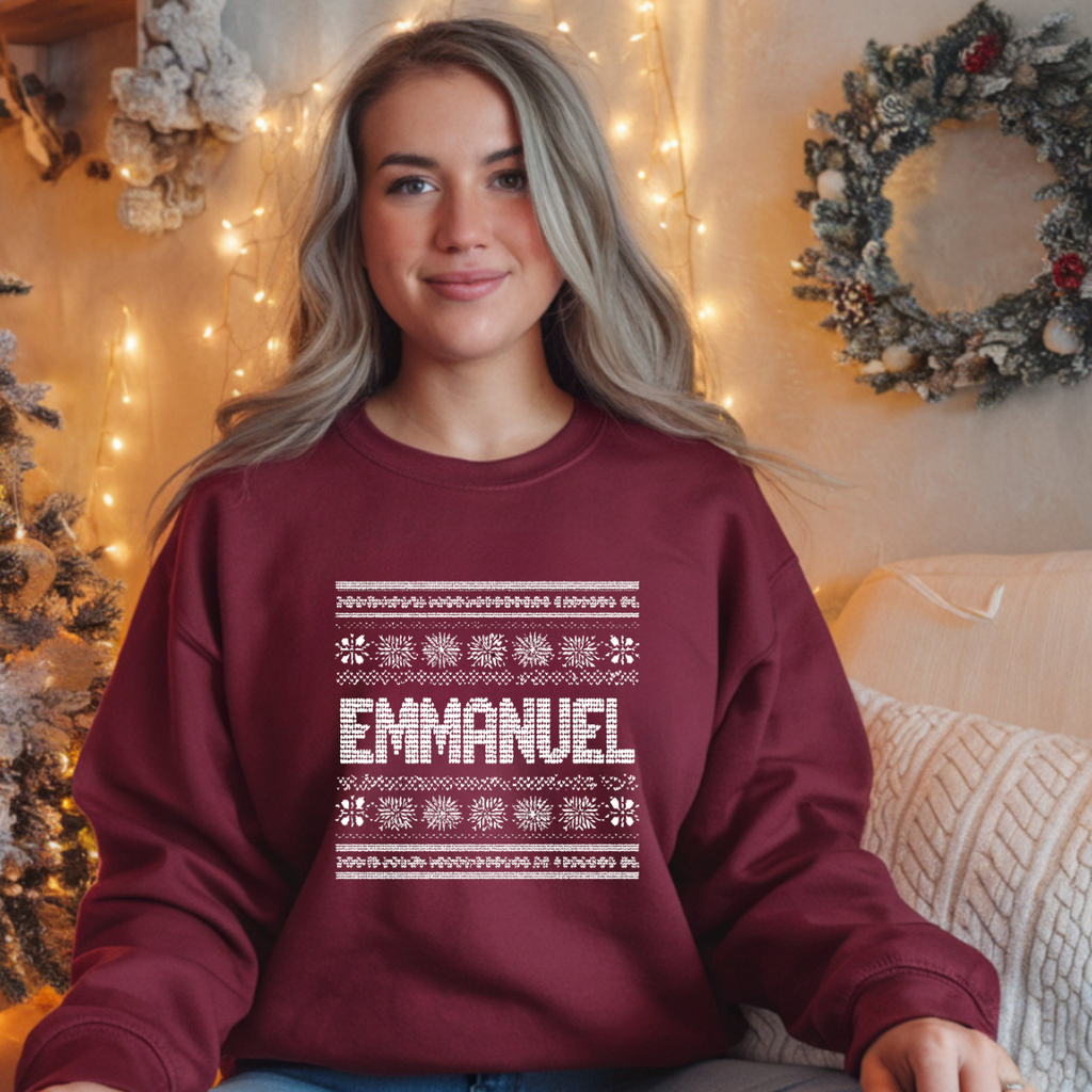 Emmanuel Gildan Unisex Christmas Crewneck Sweatshirt |Christian Holiday Gift
