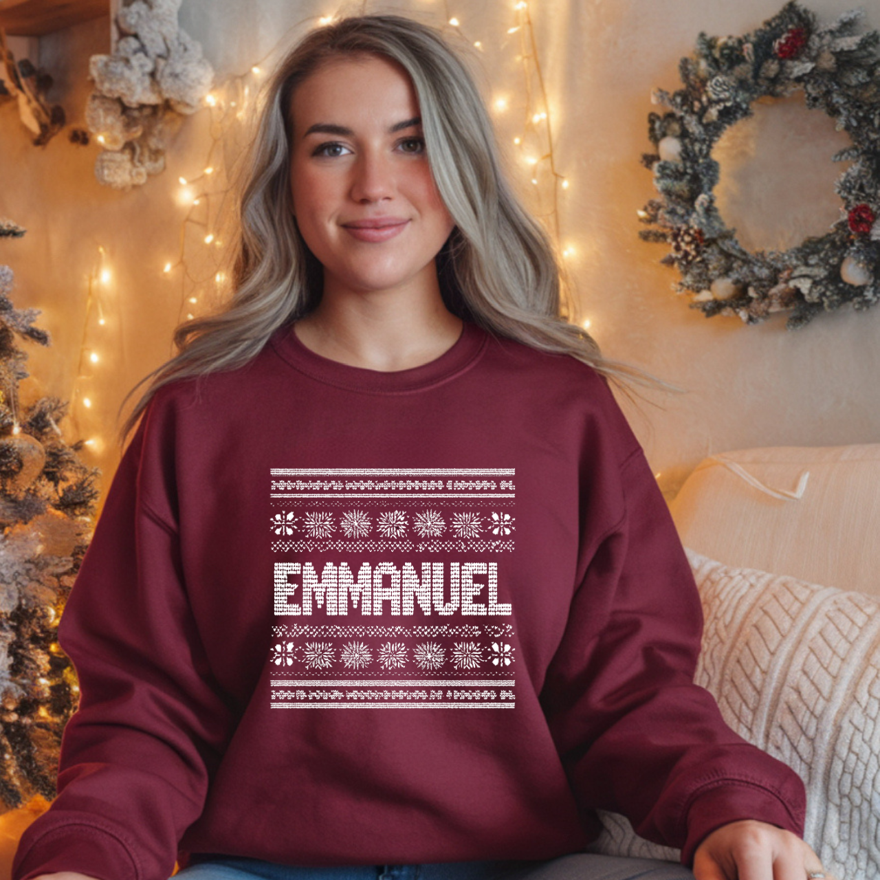 Emmanuel Gildan Unisex Christmas Crewneck Sweatshirt |Christian Holiday Gift