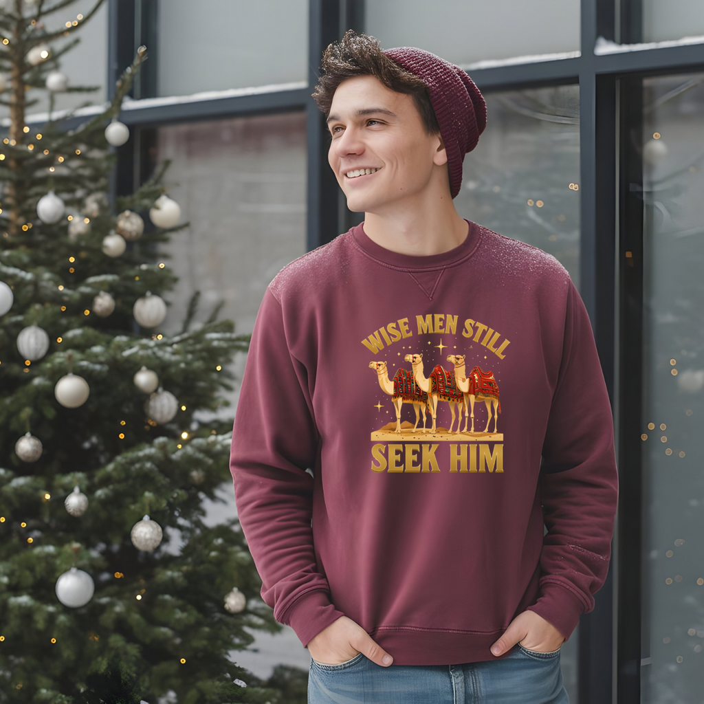Wise Men Still Seek Him Gildan Unisex Crewneck Sweatshirt | Gift for Men | Religious Holiday Apparel