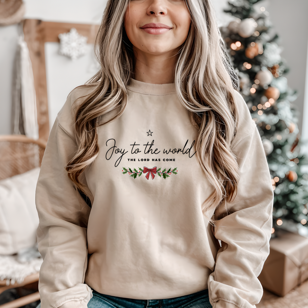 Joy to the World Gildan Unisex Sweatshirt | Faith Crewneck Pullover | Holiday Cozy Winter Gift Top